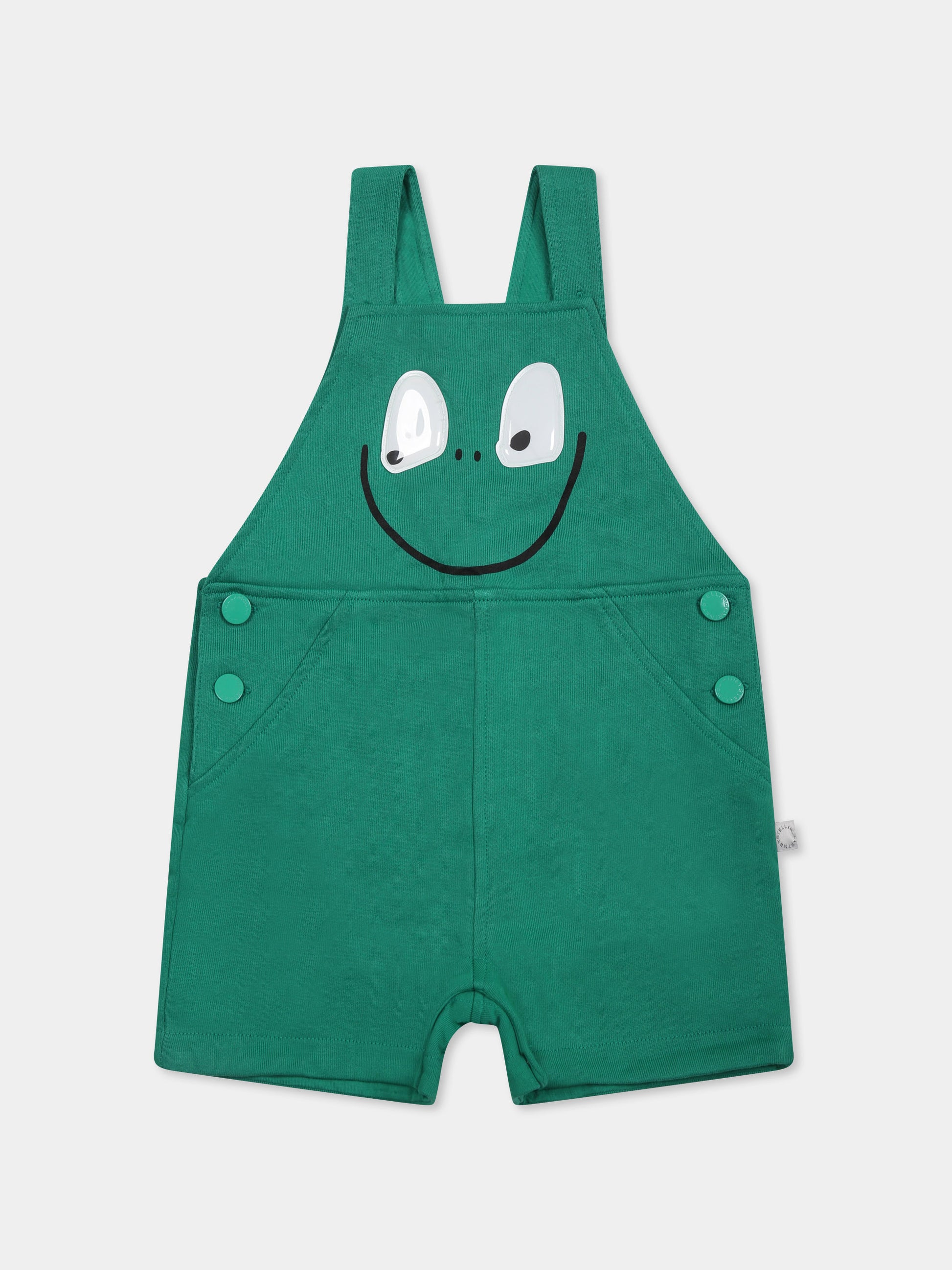 Salopette verde per neonato con rana,Stella Mccartney Kids,TWC522 Z0499 752