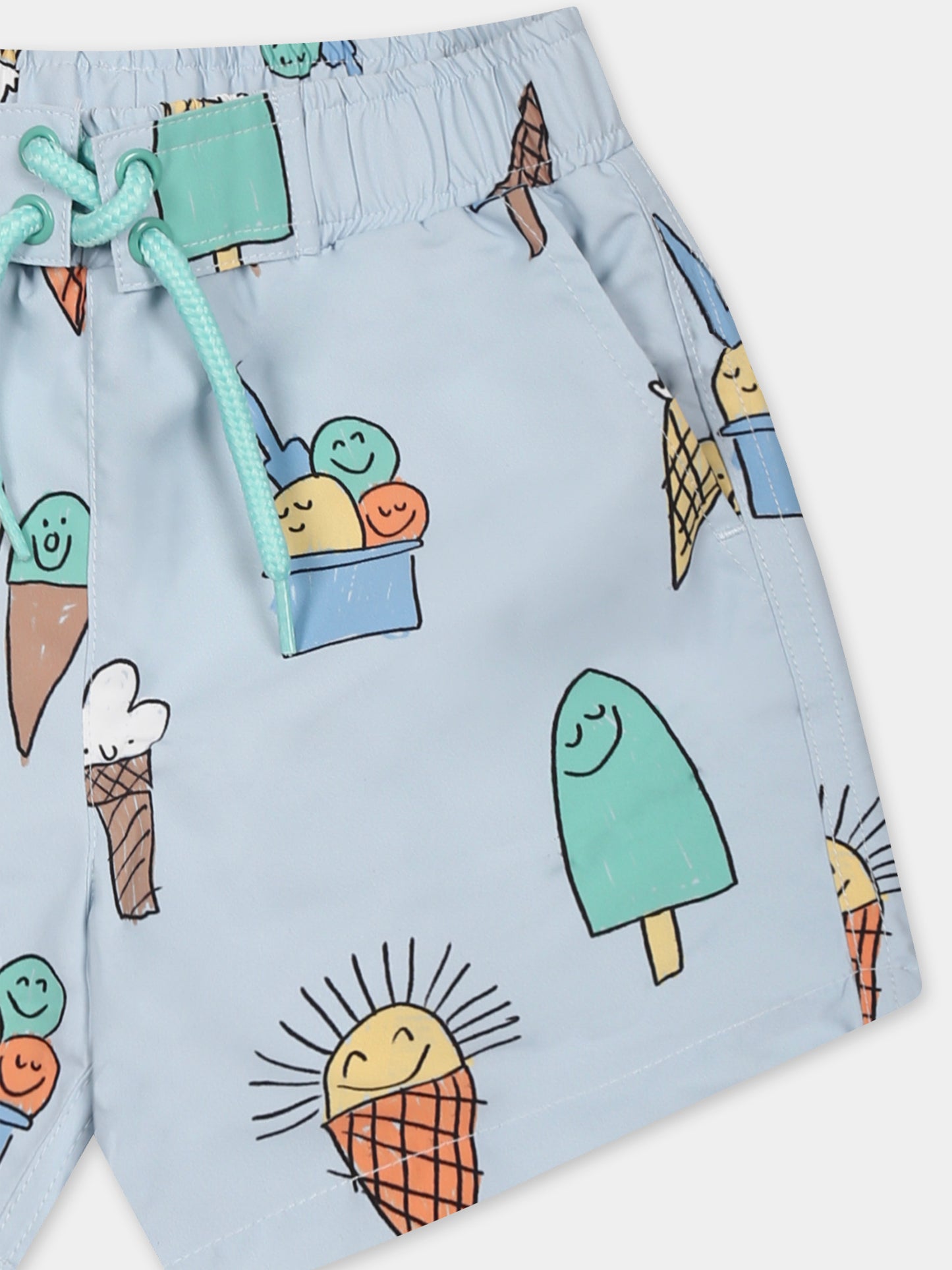 Boxer mare celeste per neonato con stampa gelato all over,Stella Mccartney Kids,TWC529 Z2757 652MC