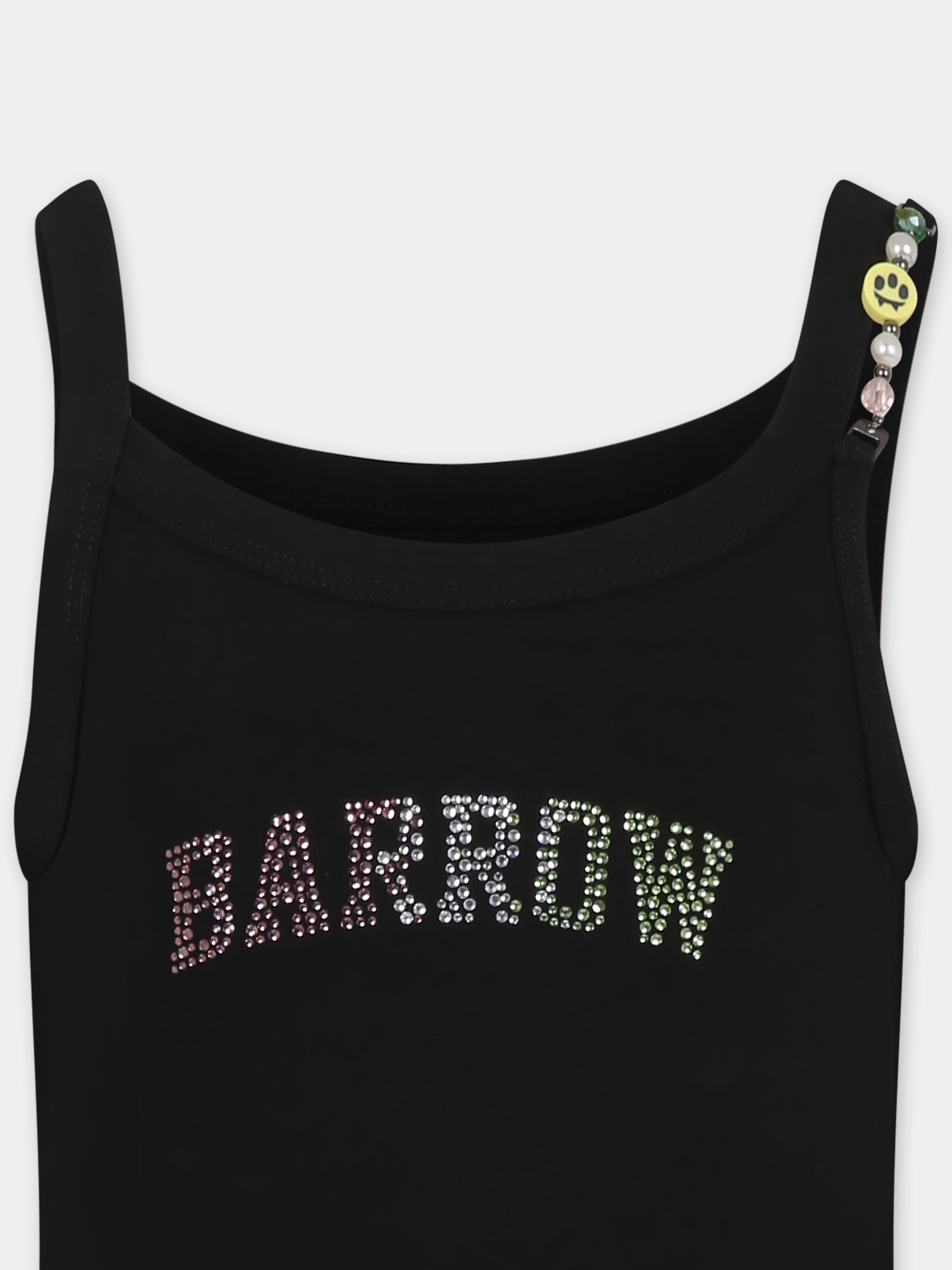 Vestito nero per bambina con logo e strass,Barrow,S5BKJGDR110 110