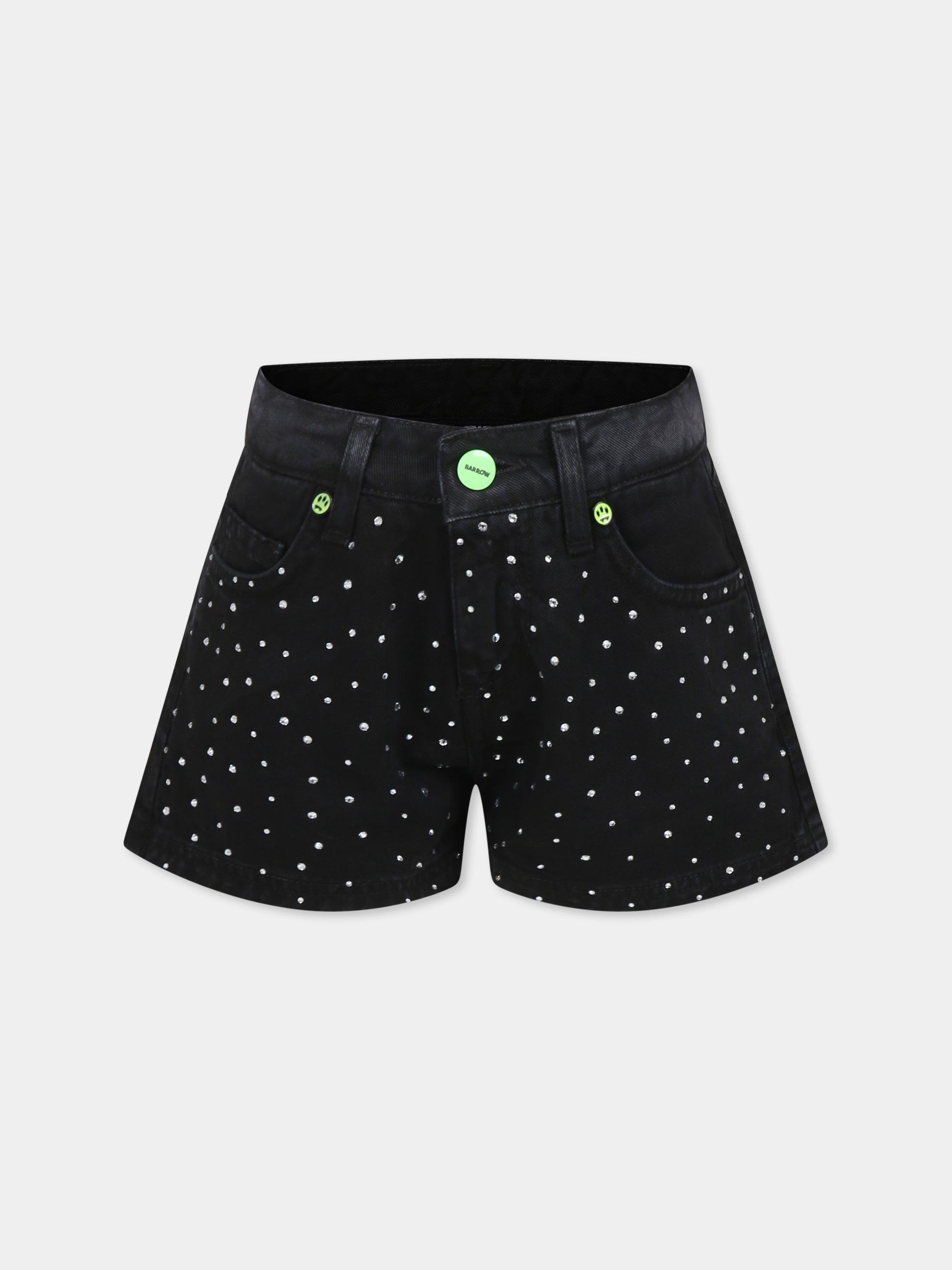 Shorts neri per bambina con strass,Barrow,S5BKJGSH113 127