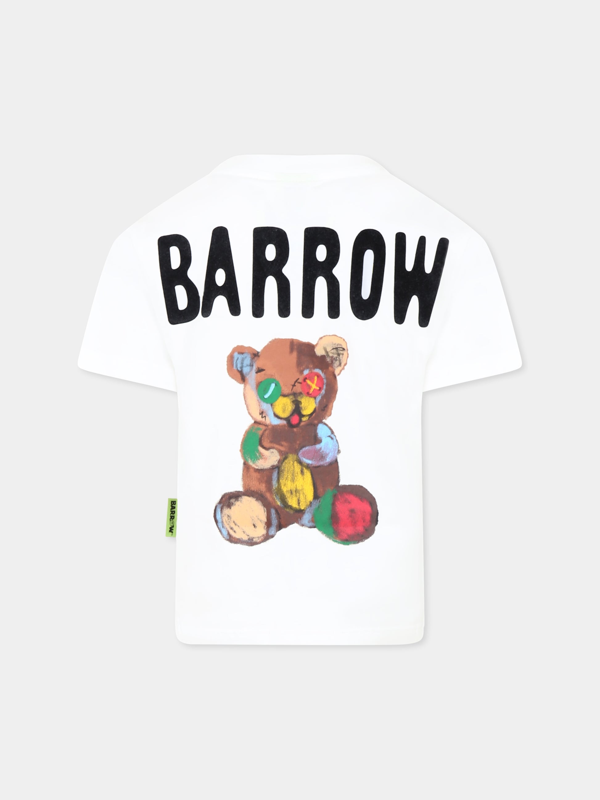 T-shirt bianca per bambini con smile e stampa Bear,Barrow,S5BKJUTH023 002