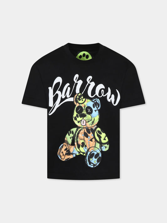 Black t-shirt for kids with Bear print