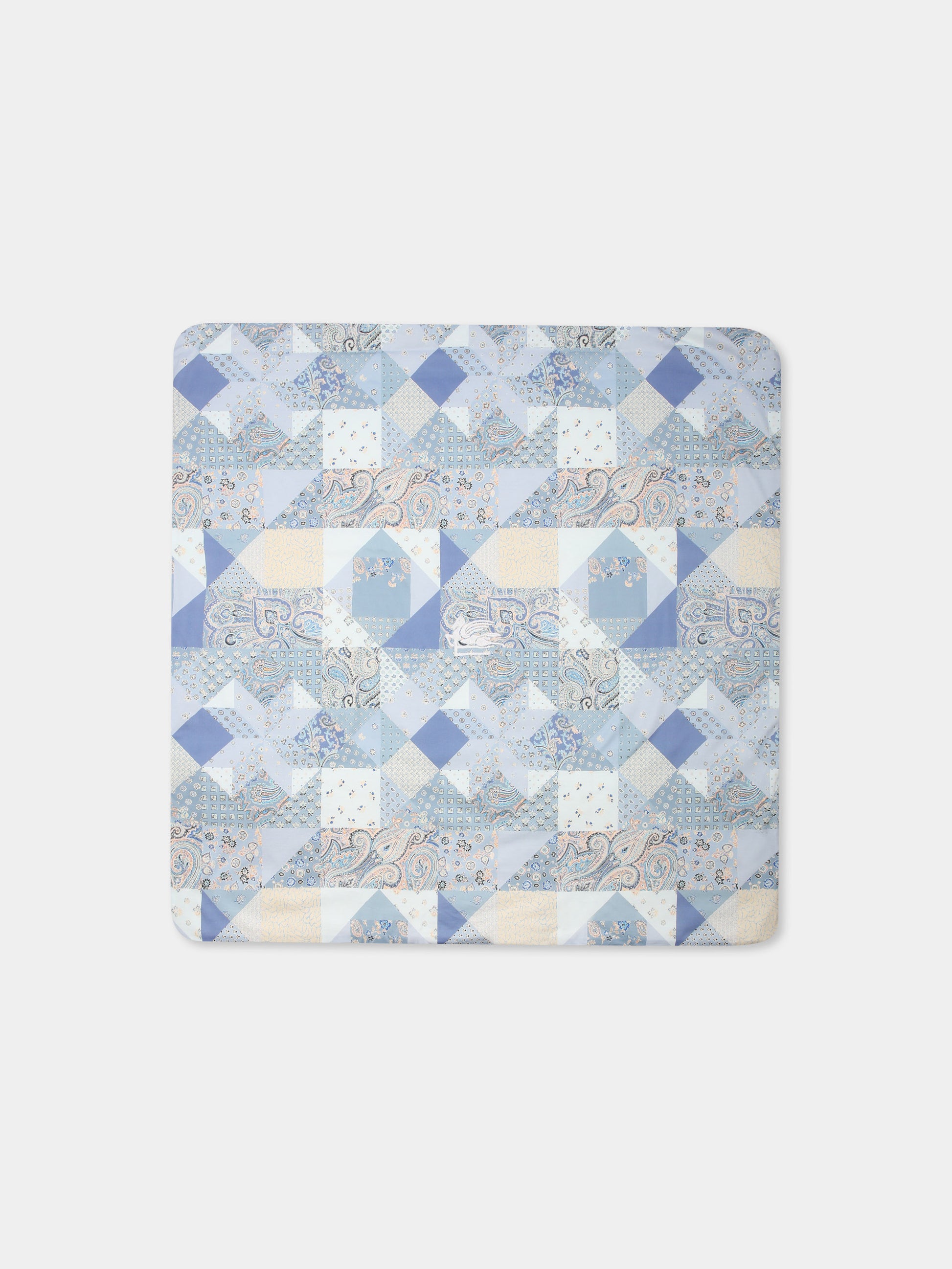 Coperta celeste per neonato con stampa patchwork Paisely,Etro,GW0510 J0473 603CE