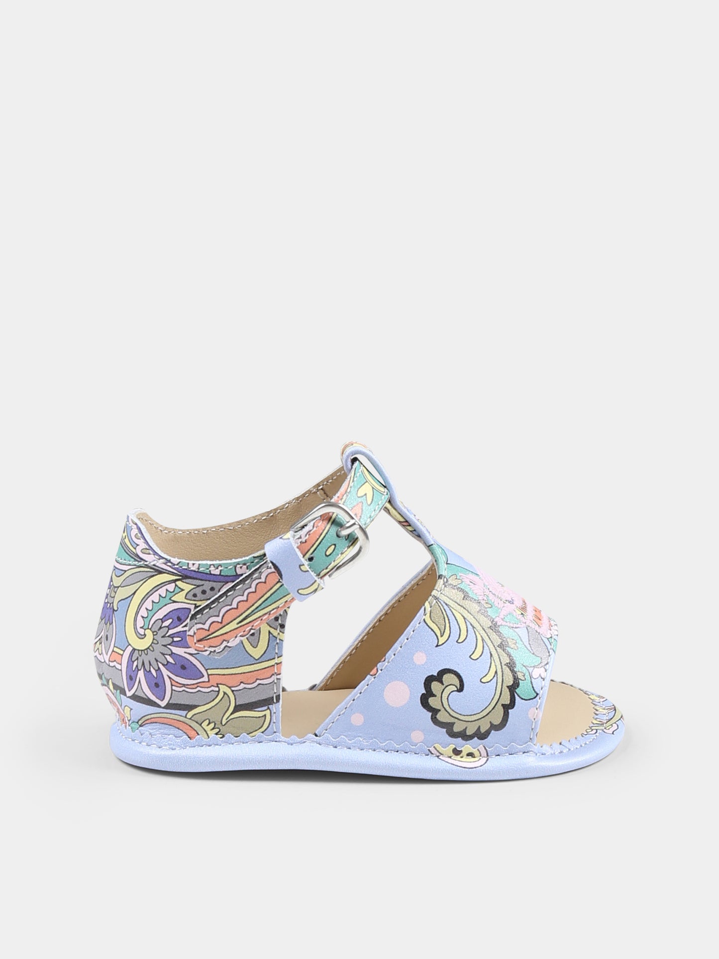 Sandali celesti per neonata con stampa Paisley,Etro,GW0546 Z2997 685MC