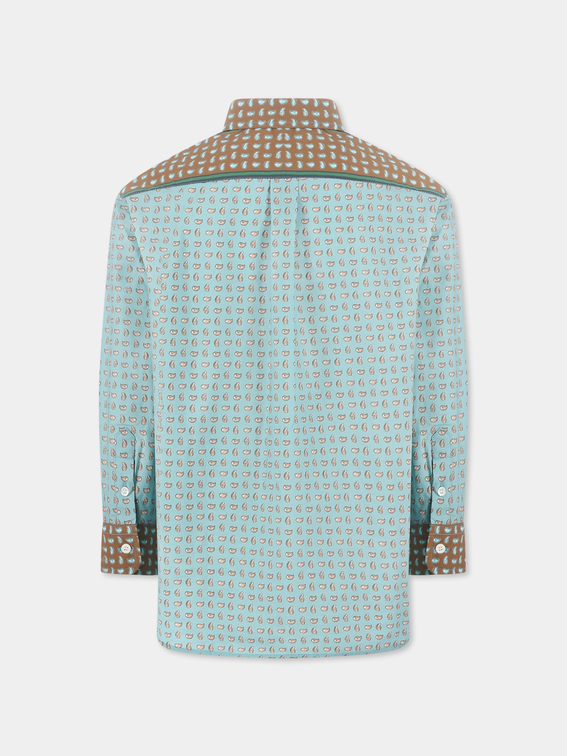 Camicia celeste per bambino con stampa Paisley,Etro,GW5P00 P0476 60IMA