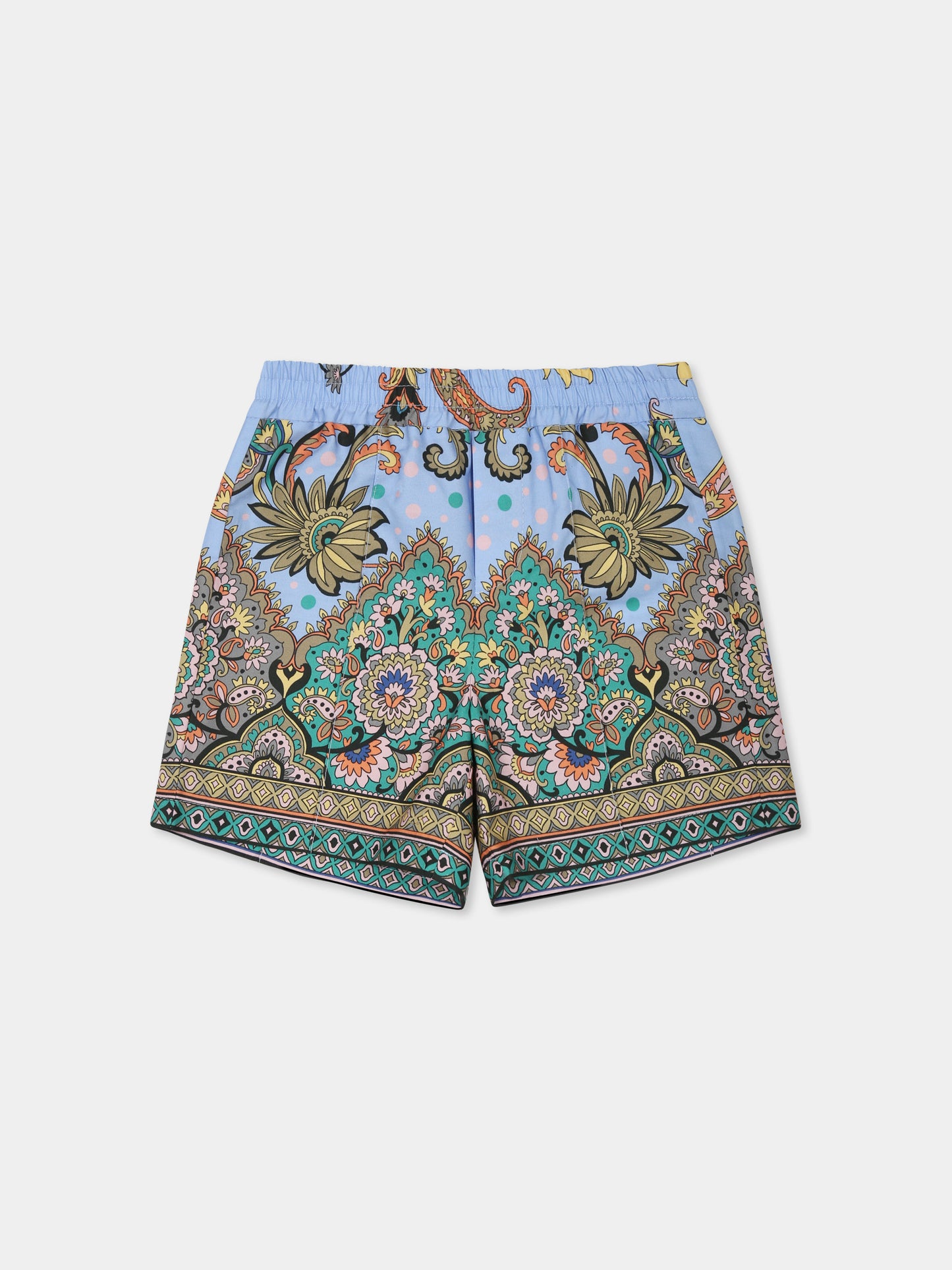 Shorts celesti per neonato con motivo paisley,Etro,GW6579 P0523 685MC