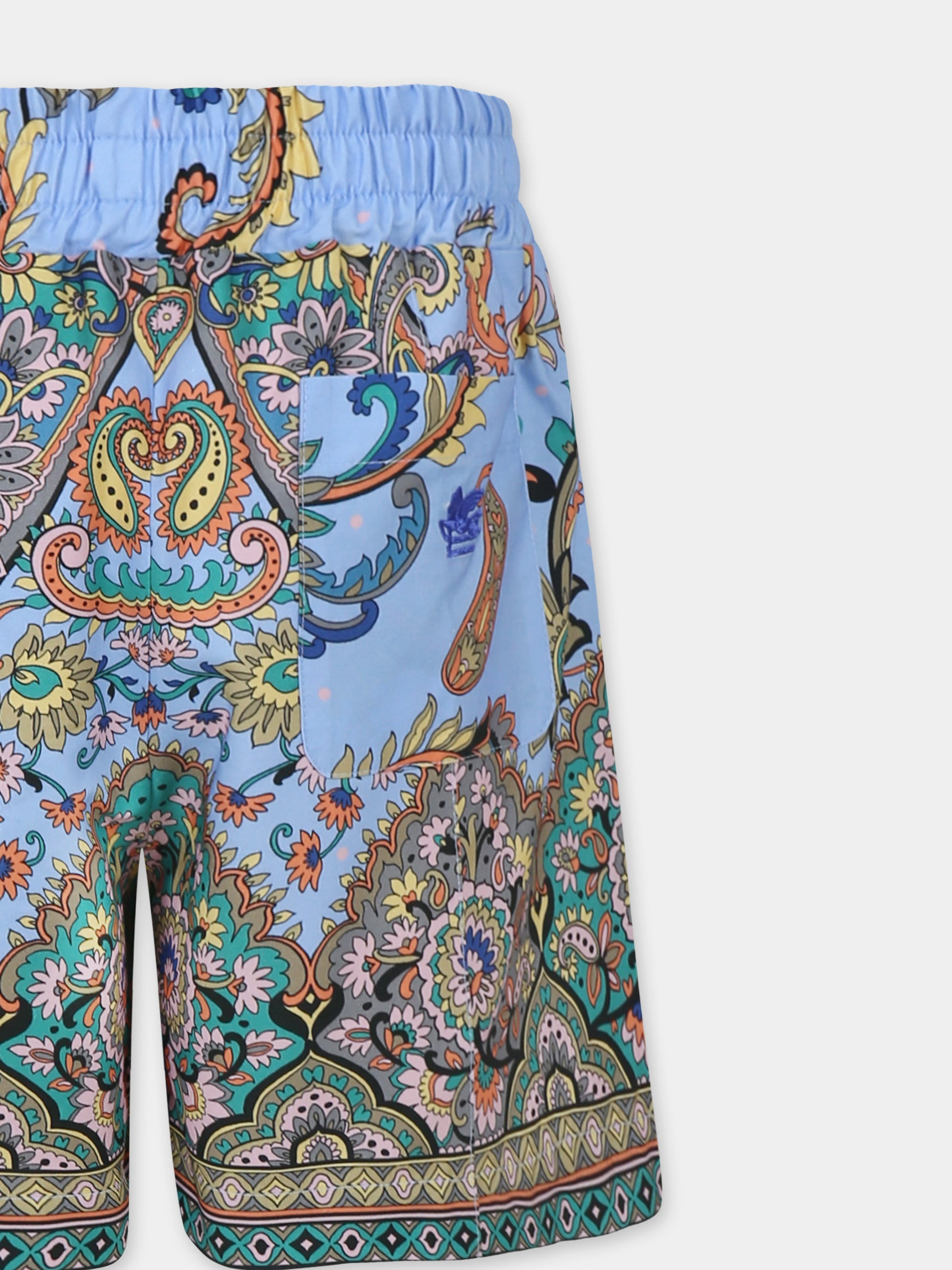 Shorts celesti per bambino con motivo paisley,Etro,GW6Q79 P0523 685MC