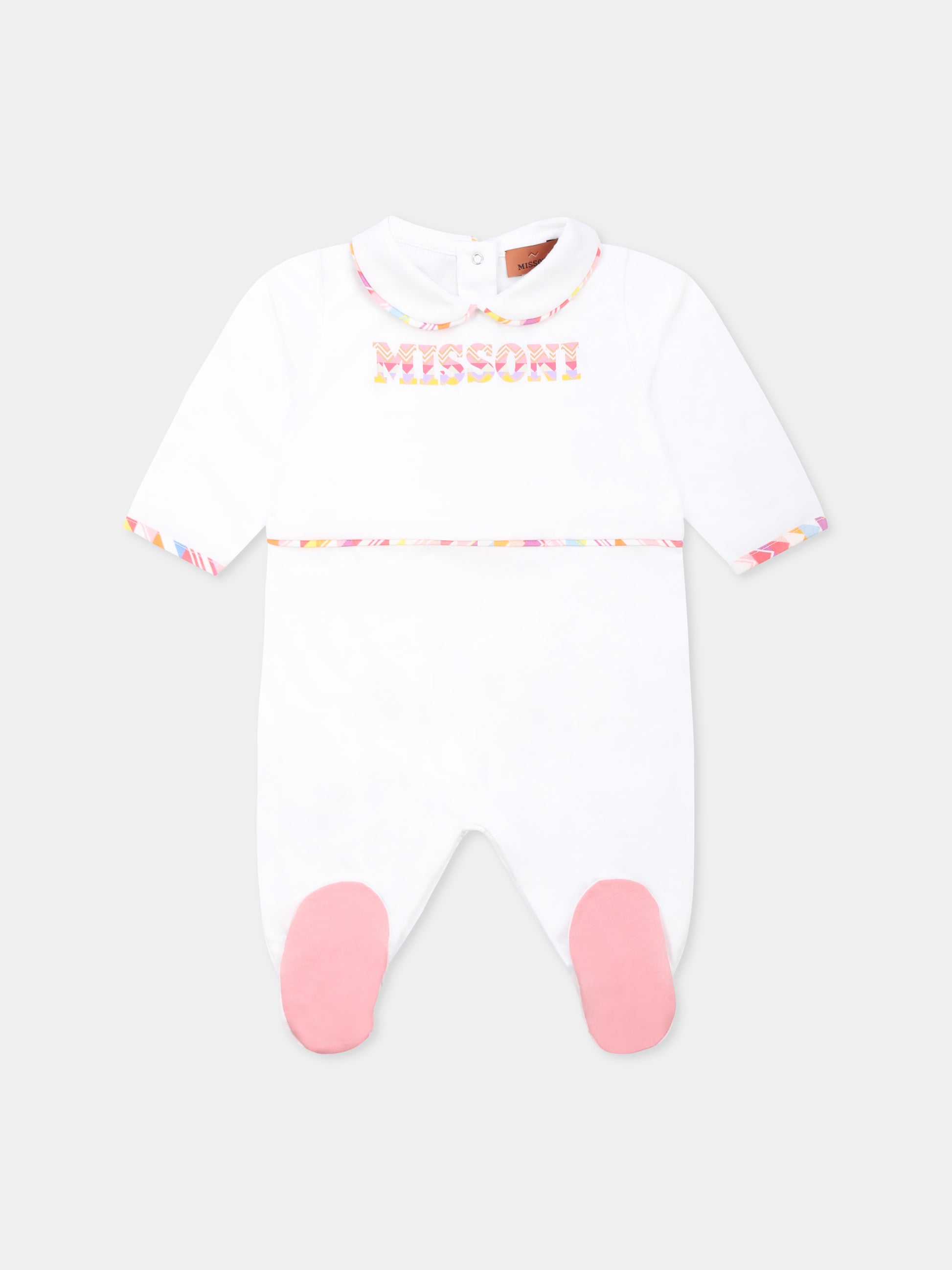 Set tutina bianco per neonata con logo,Missoni,MWB010 Z0082 100