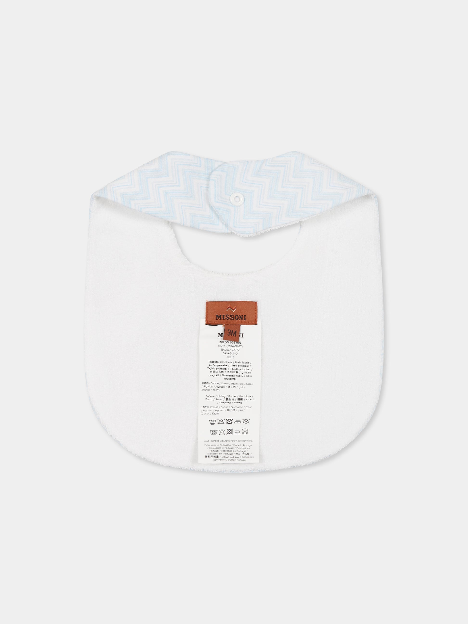 Set tutina celeste per neonato con motivo chevron,Missoni,MWB520 Z2972 100CE