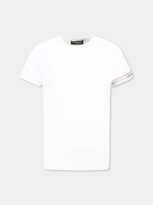 T-shirt bianca per bambino con logo,Dsquared2,DQ2480 D008J D2UT7U DQ100
