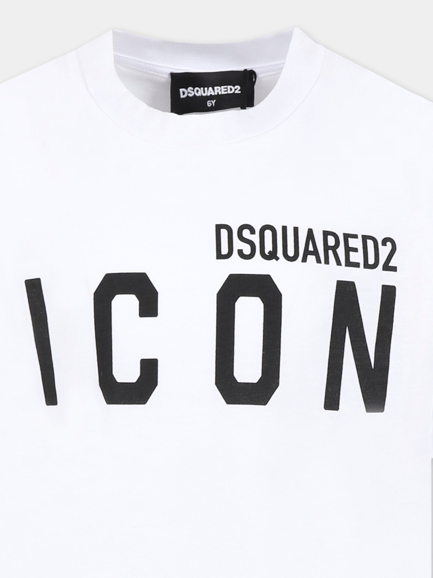 T-shirt bianca per bambino con logo nero,Dsquared2,DQ2668 D004G D2T1117U DQ100