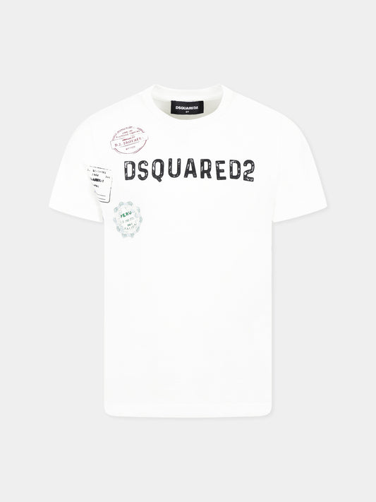 White T-shirt for boy with logo