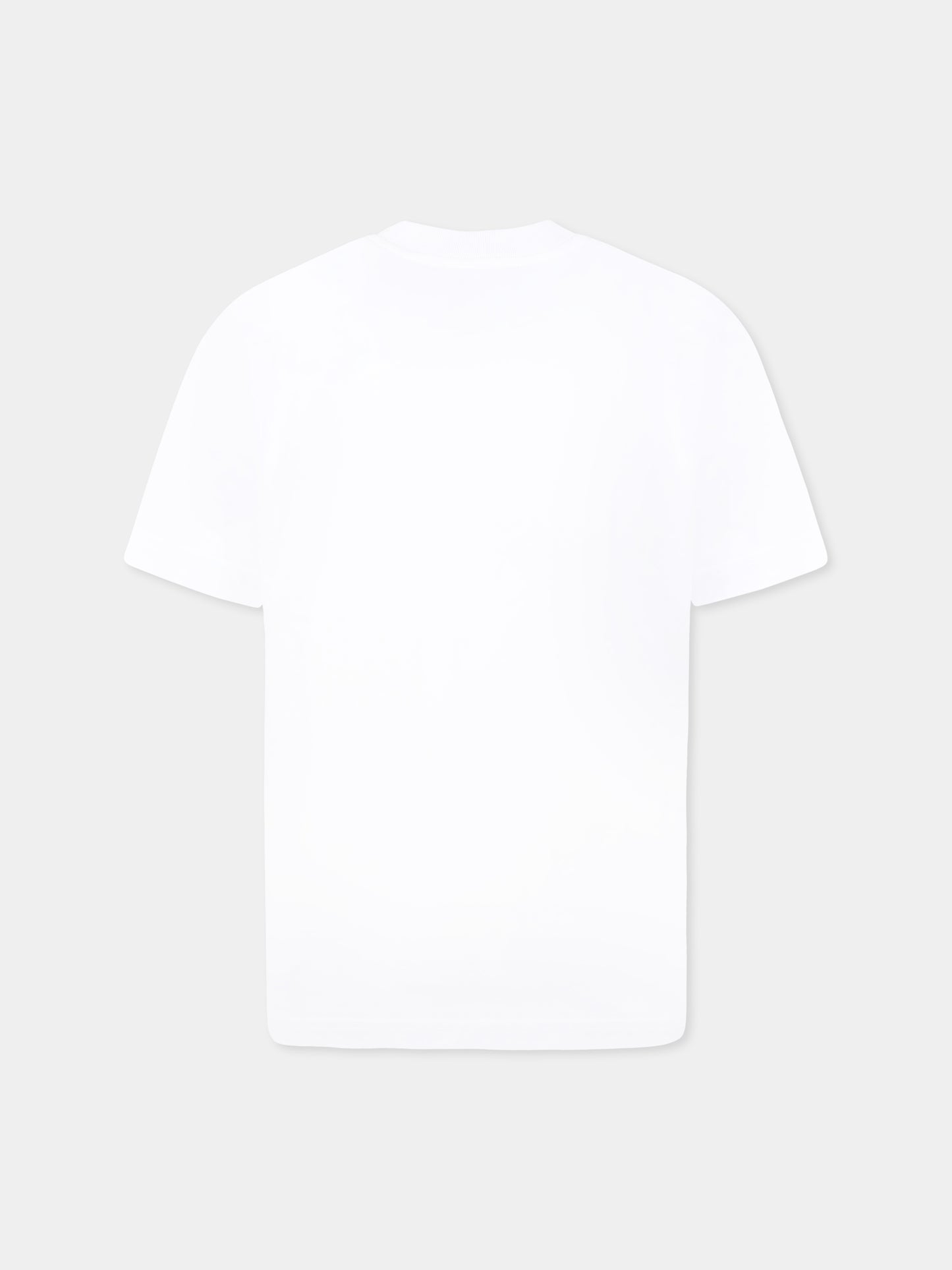 T-shirt bianca per bambino con iconica foglia d'acero e logo,Dsquared2,DQ2770 D0015 D2T1134U DQ100