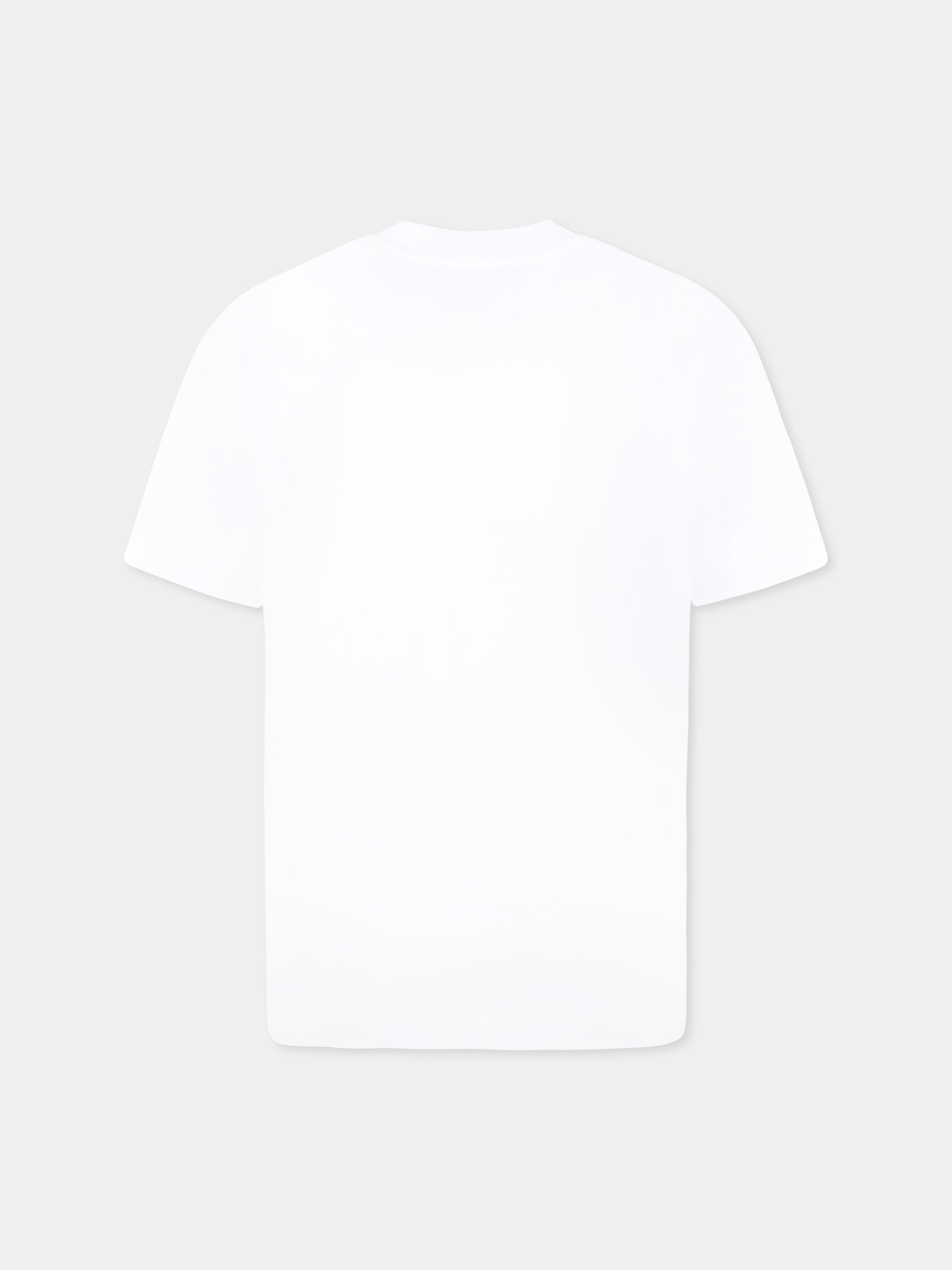 T-shirt bianca per bambino con iconica foglia d'acero e logo,Dsquared2,DQ2770 D0015 D2T1134U DQ100