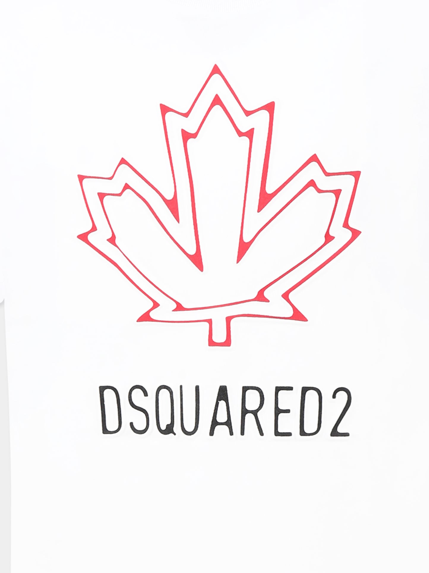 T-shirt bianca per bambino con iconica foglia d'acero e logo,Dsquared2,DQ2770 D0015 D2T1134U DQ100