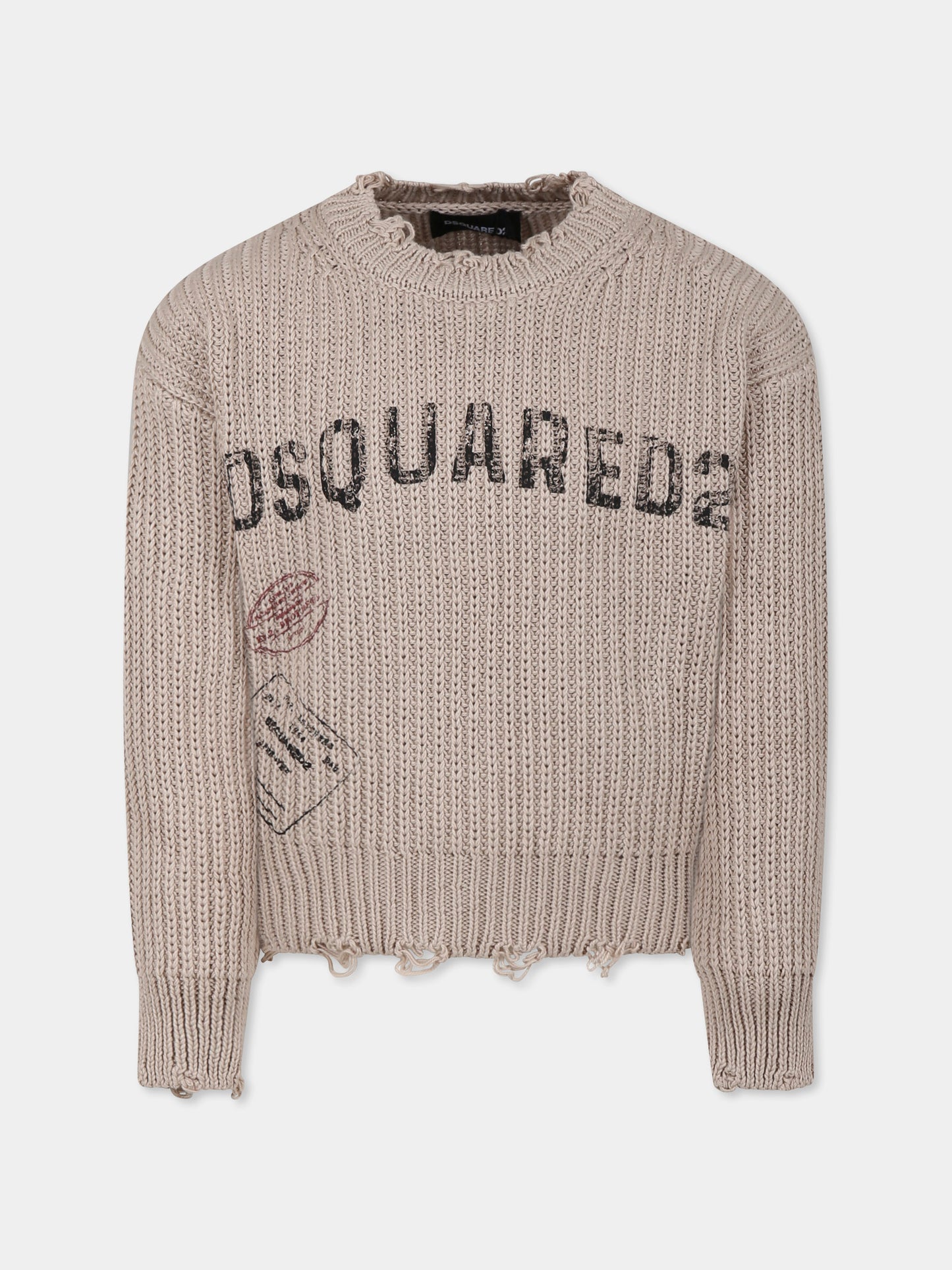 Maglione beige per bambino con logo,Dsquared2,DQ2774 D0ACU DQ2774 DQ717