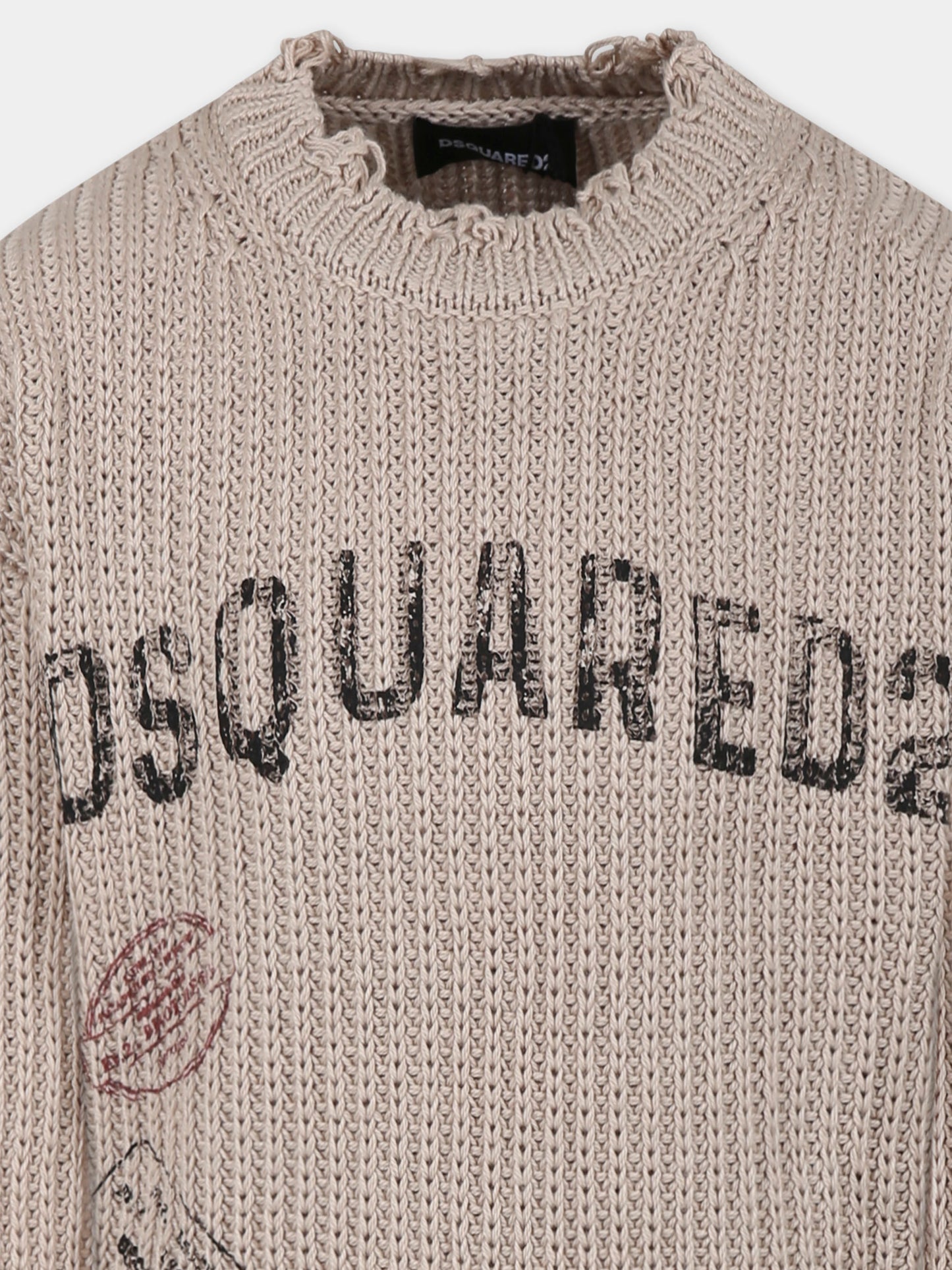 Maglione beige per bambino con logo,Dsquared2,DQ2774 D0ACU DQ2774 DQ717