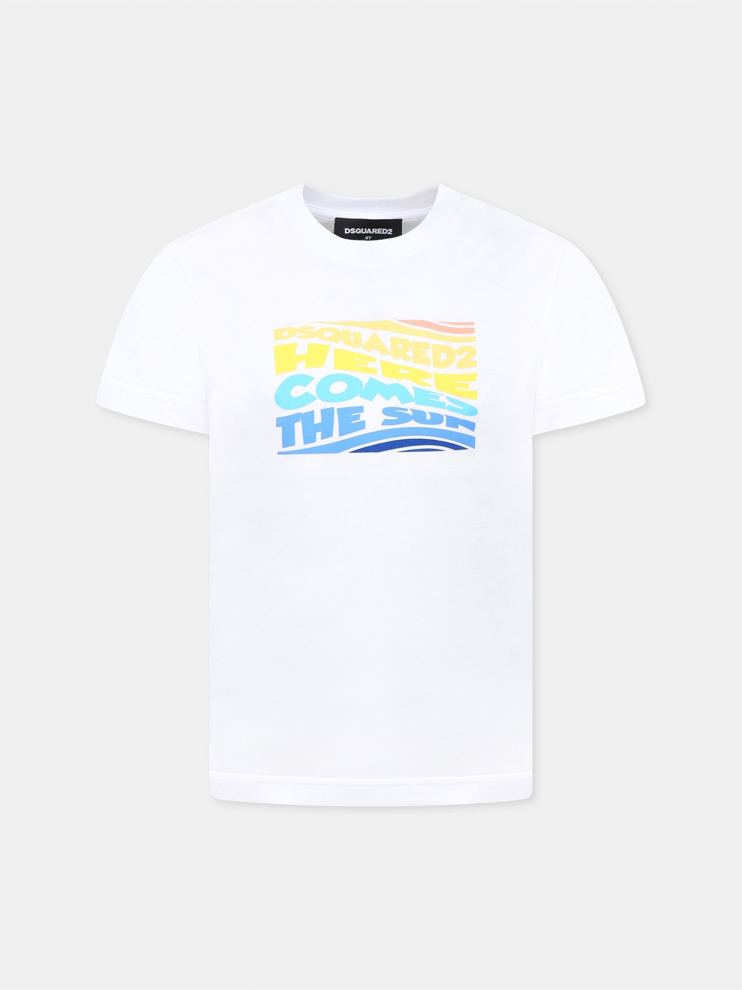 White t-shirt for boy with logo