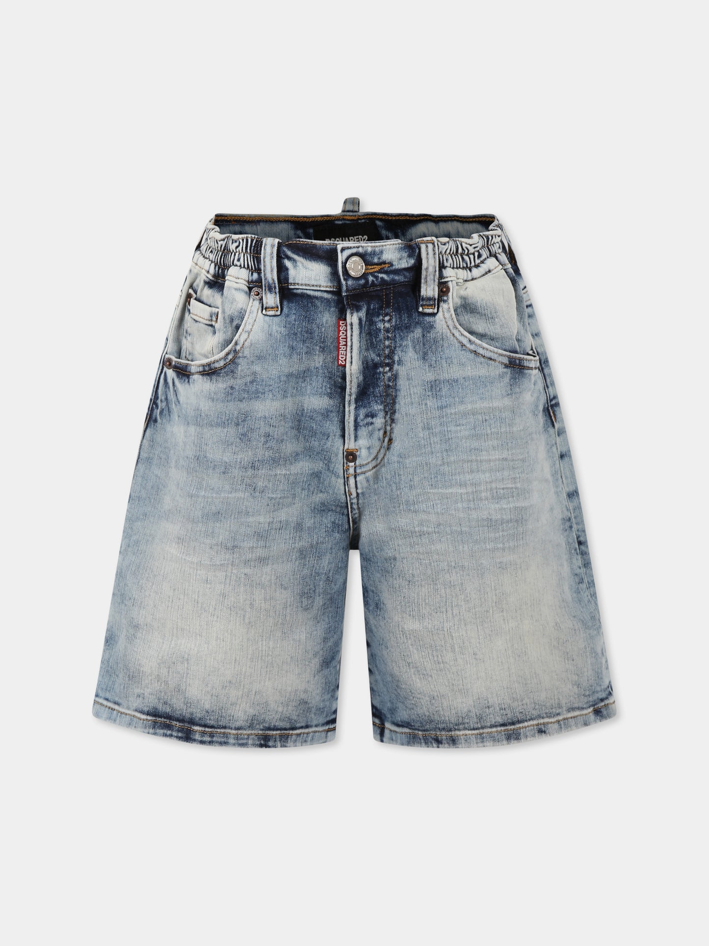 Shorts denim per bambino con logo,Dsquared2,DQ2828 D0AC2 D2P806M DQ01