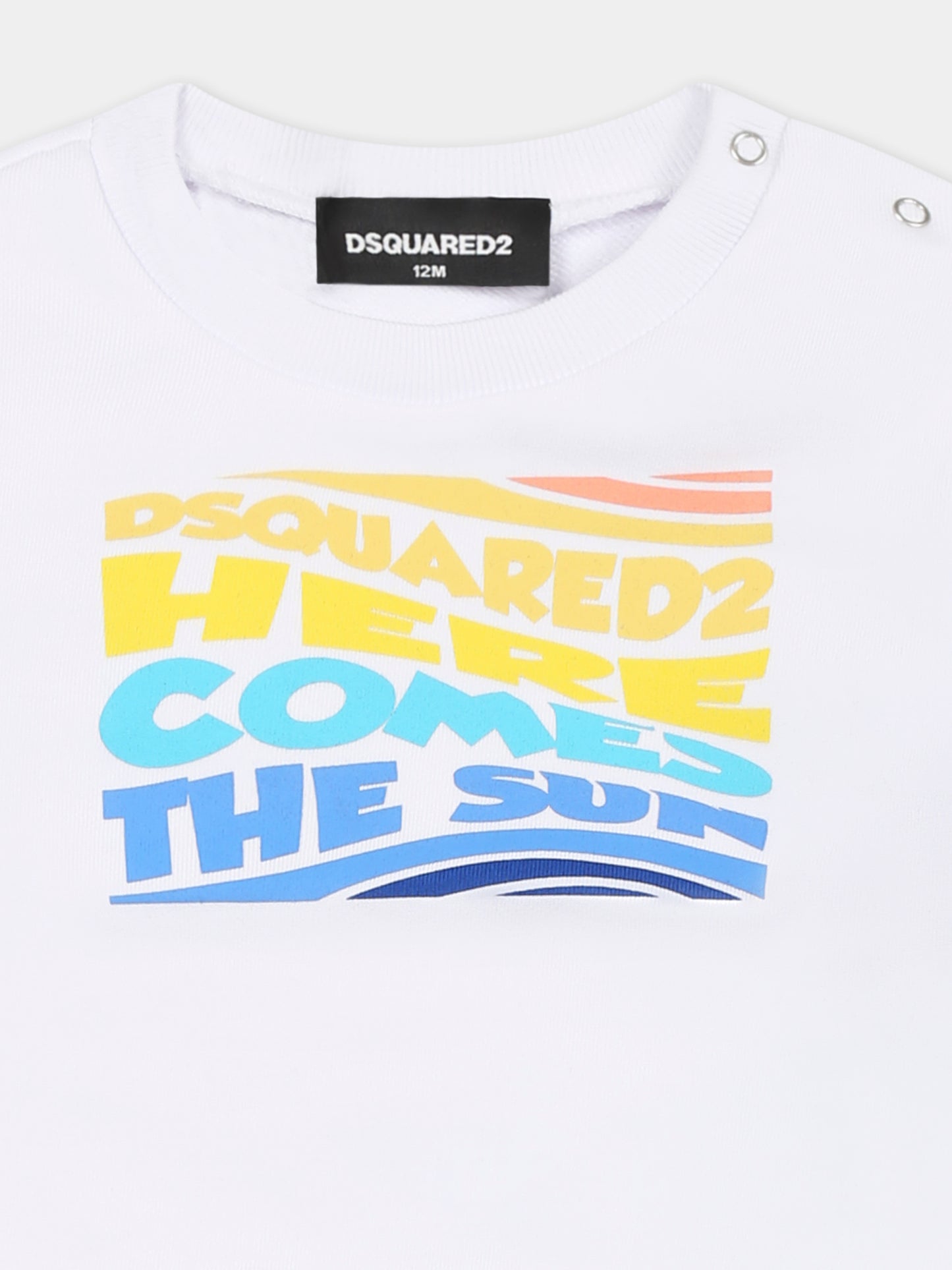 T-shirt bianca per neonato con logo,Dsquared2,DQ2862 D0094 D2S903B DQ100