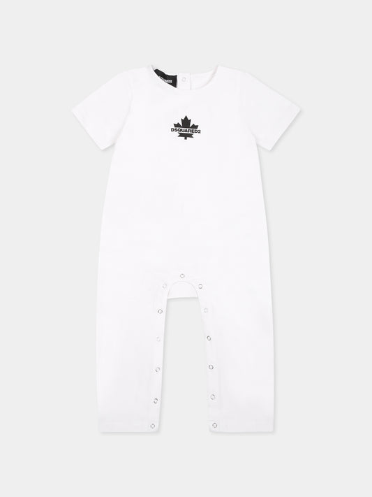 Pagliaccetto bianco per neonato con logo nero,Dsquared2,DQ2878 D008J D2U176B DQ100