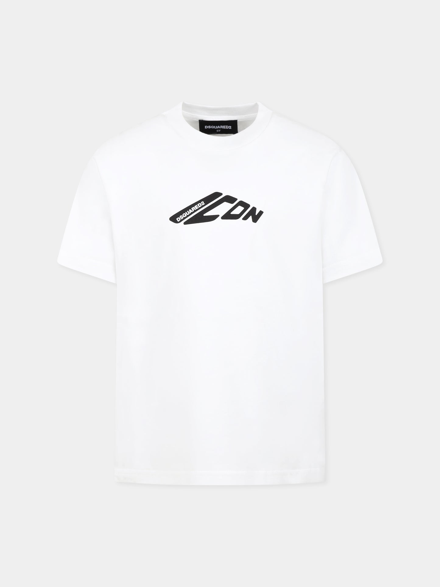 T-shirt bianca per bambino con logo nero,Dsquared2,DQ2941 D00XM D2T1163U DQ100