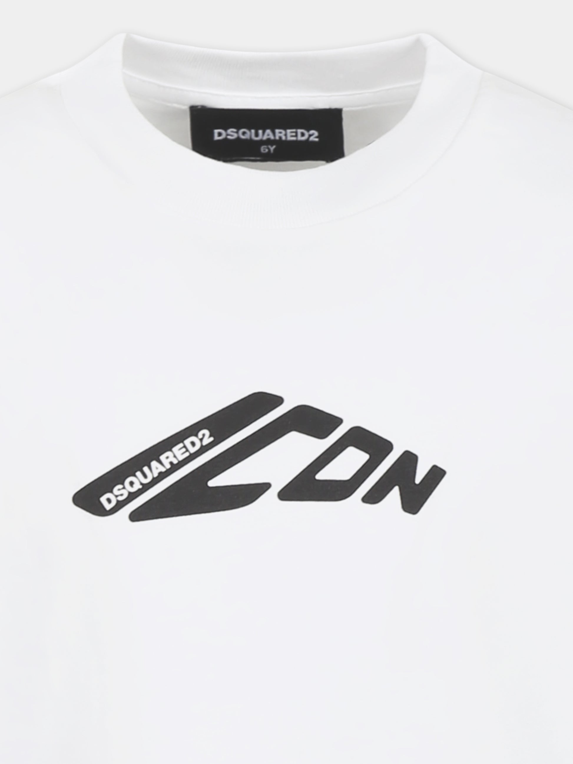 T-shirt bianca per bambino con logo nero,Dsquared2,DQ2941 D00XM D2T1163U DQ100
