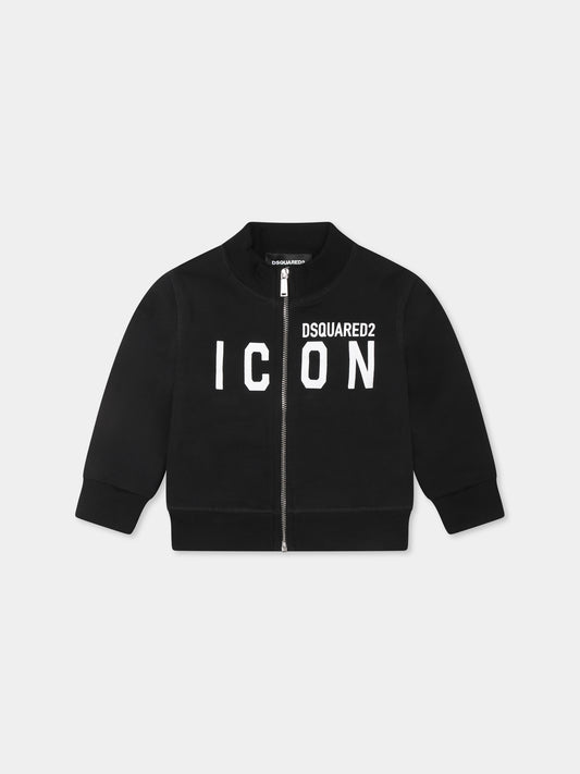Felpa nera per neonato con logo Icon,Dsquared2,DQ2969 D0094 D2S912B DQ900