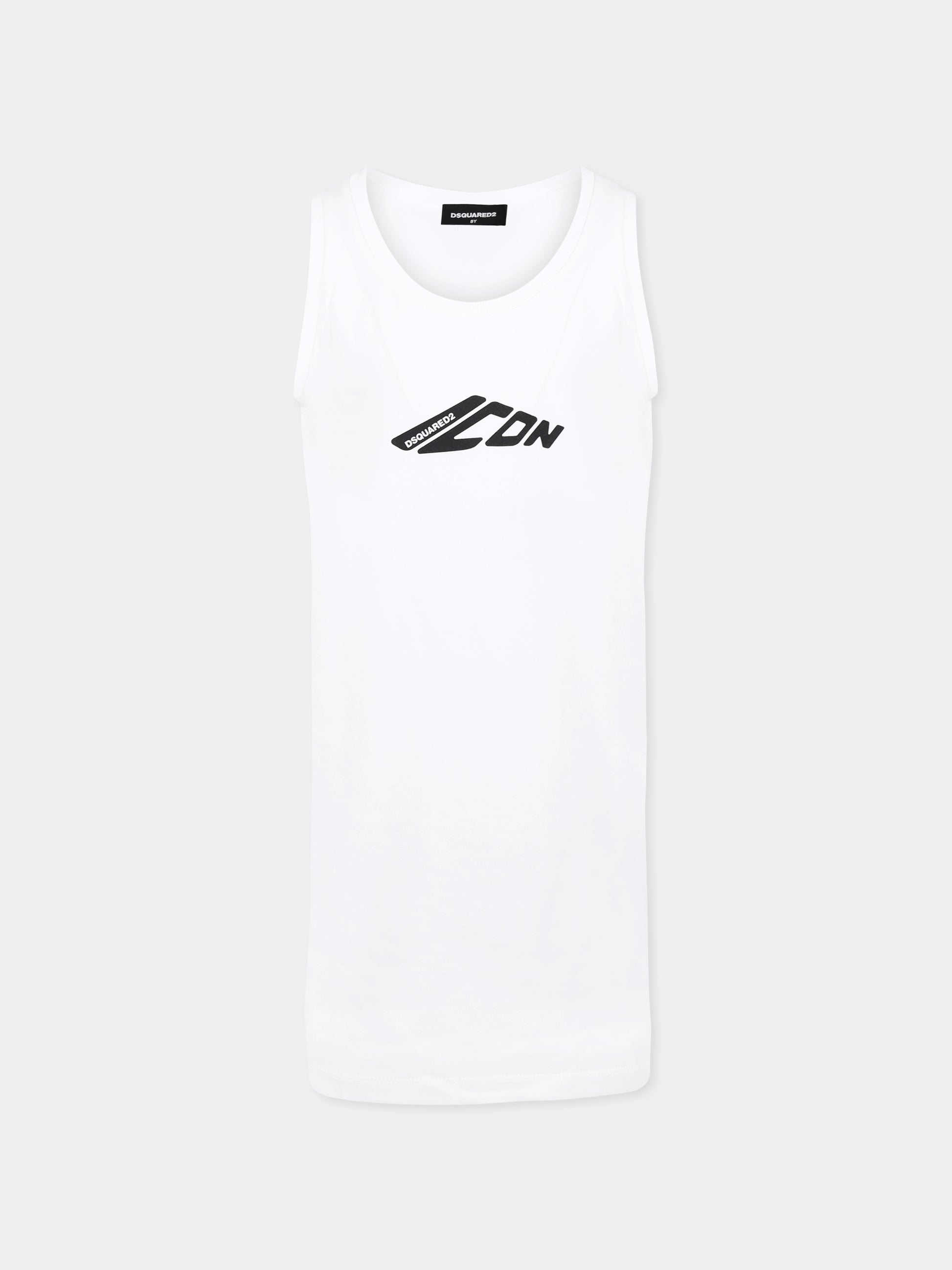 Copricostume bianco per bambina con logo nero,Dsquared2,DQ2972 D00XM D2MCU12F DQ100