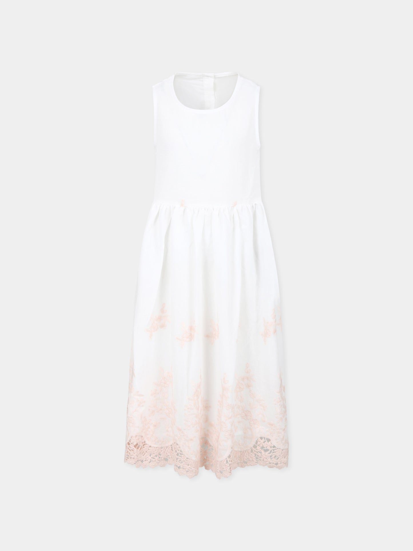 Vestito avorio per bambina con ricamo,Caffe' D'orzo,ZW1B32 M0061 100RS