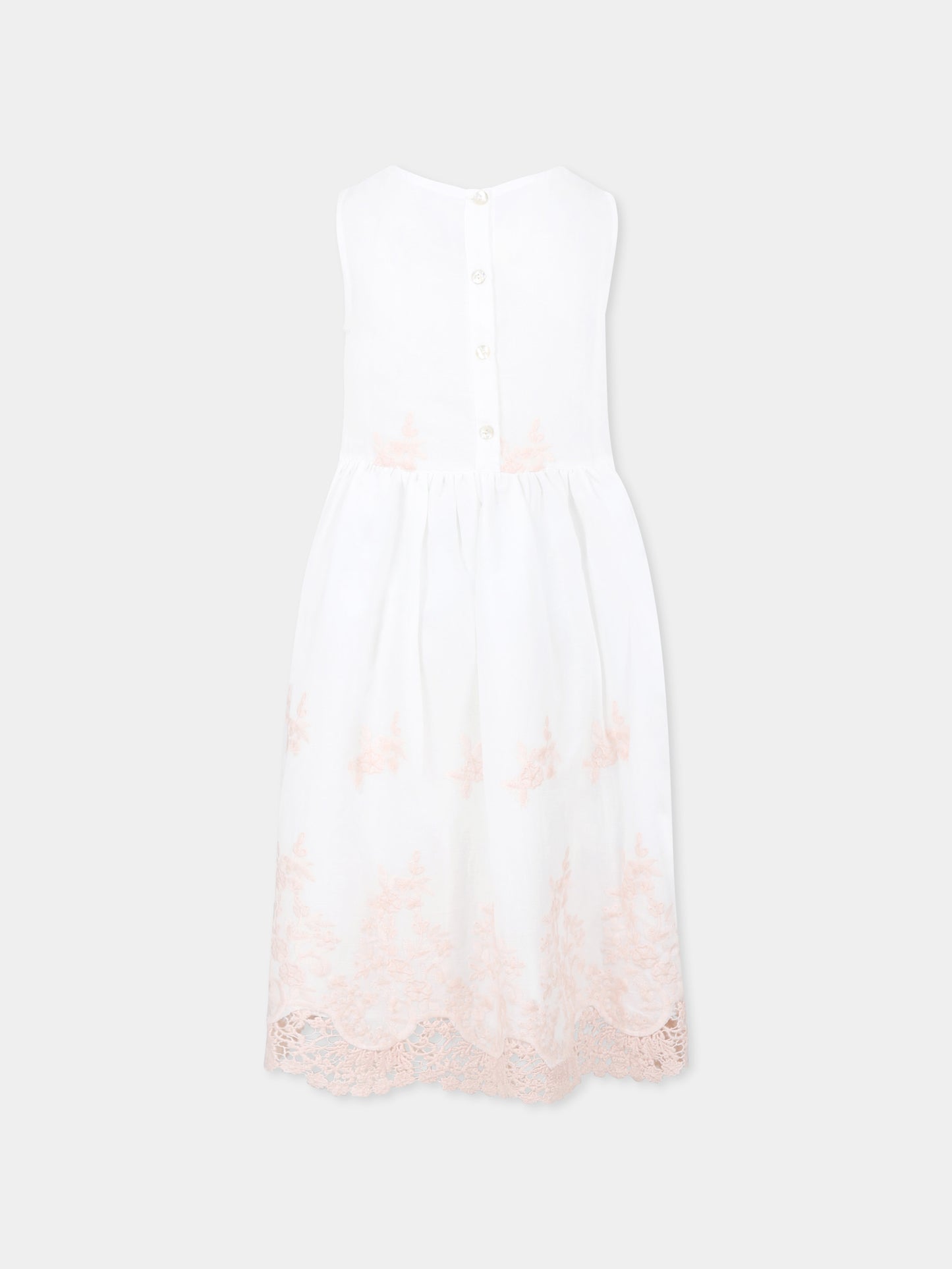 Vestito avorio per bambina con ricamo,Caffe' D'orzo,ZW1B32 M0061 100RS