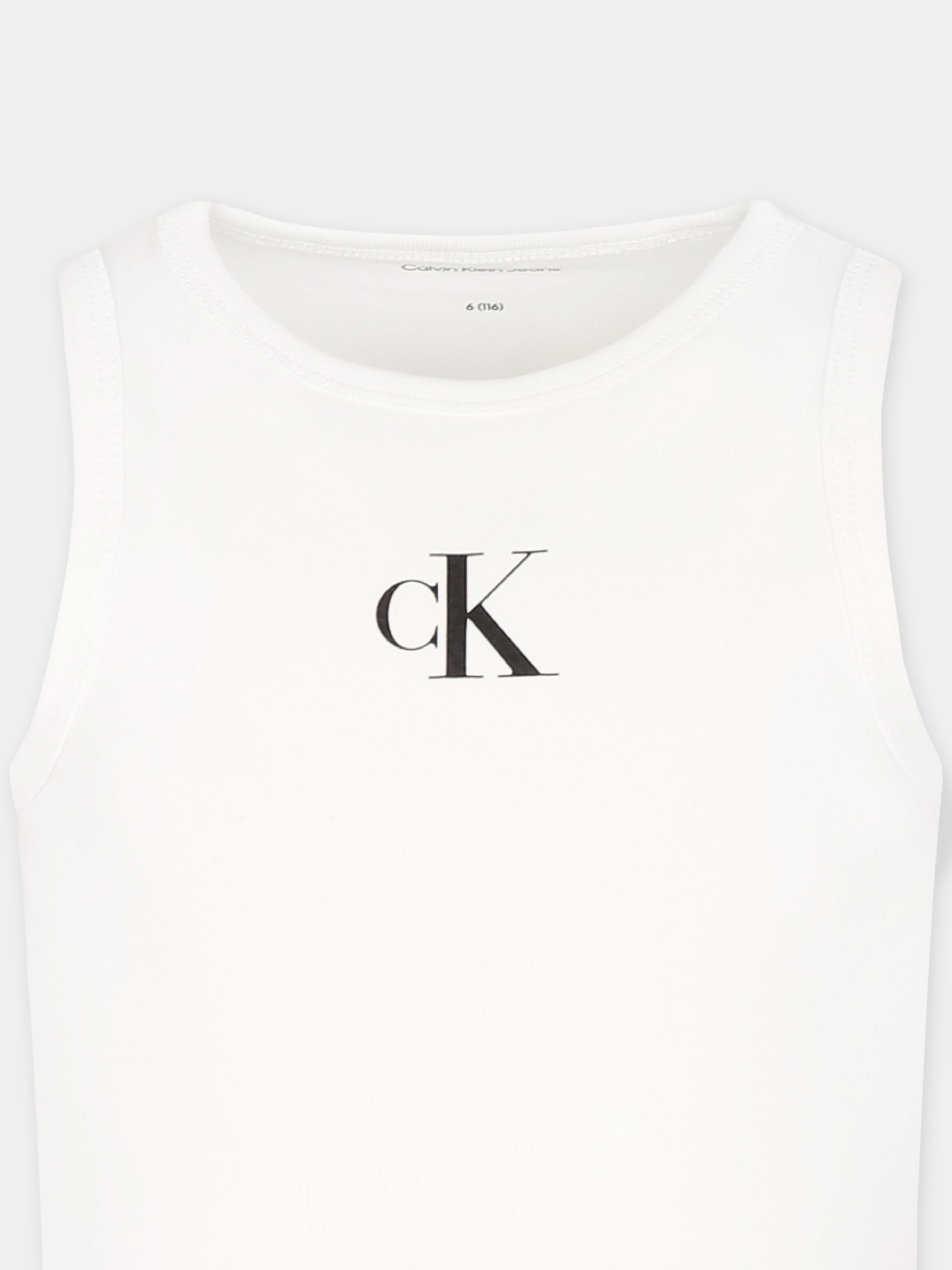Canotta bianca per bambina con logo,Calvin Klein Kids,25S CKIG0IG02435J IG0IG02435 YAF