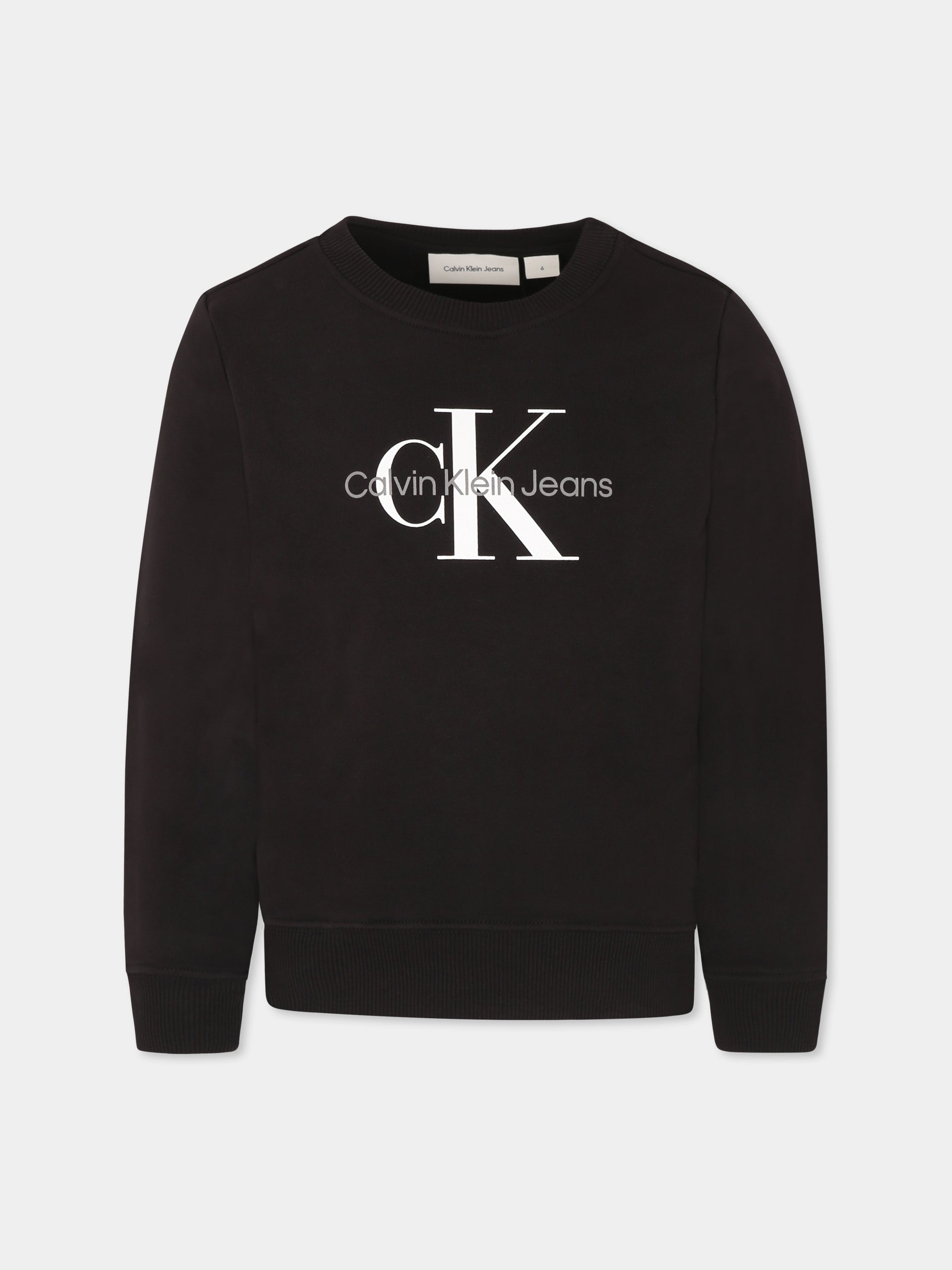 Felpa nera per bambini con logo,Calvin Klein Kids,25S CKIU0IU00675J IU0IU00675 BEH