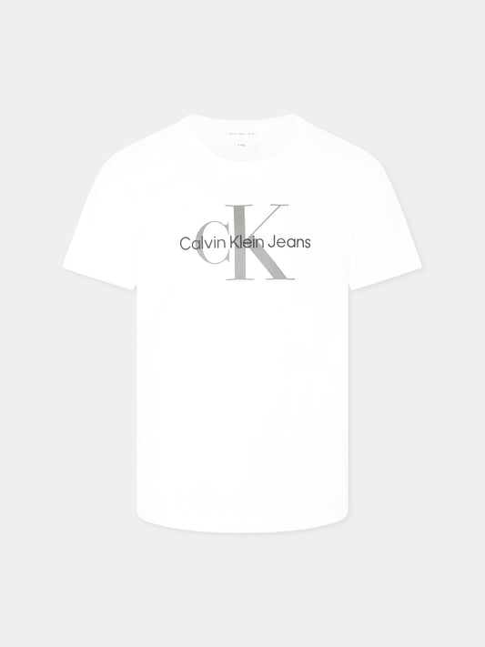 T-shirt bianca per bambini con logo,Calvin Klein Kids,25S CKIU0IU00676J IU0IU00676 YAF