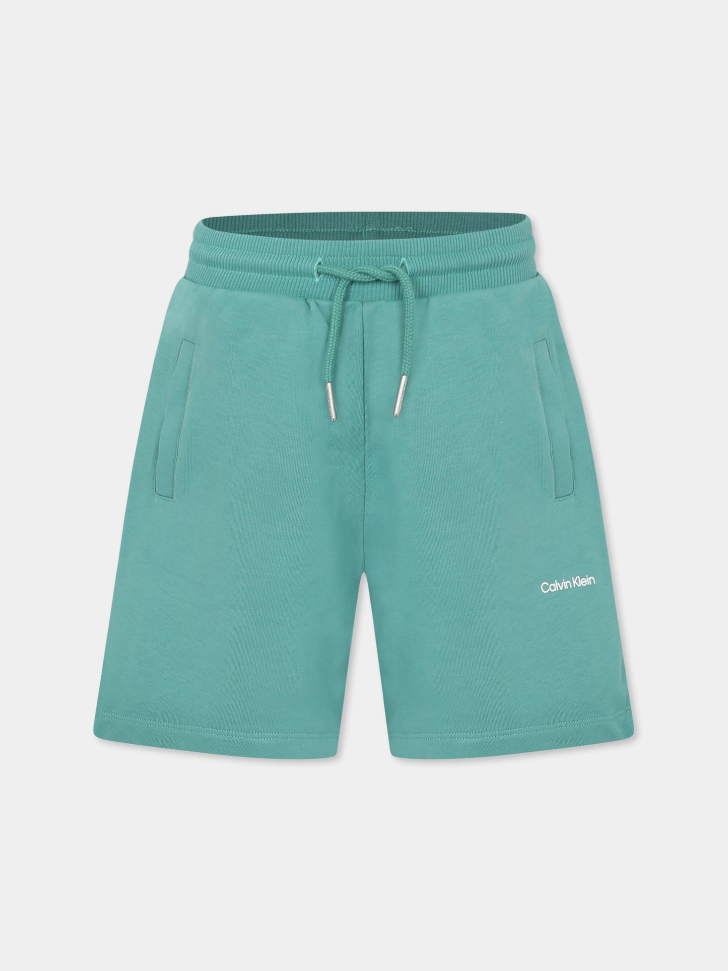 Shorts verdi per bambini con logo,Calvin Klein Kids,25S CKIU0IU00703J IU0IU00703 L5Y