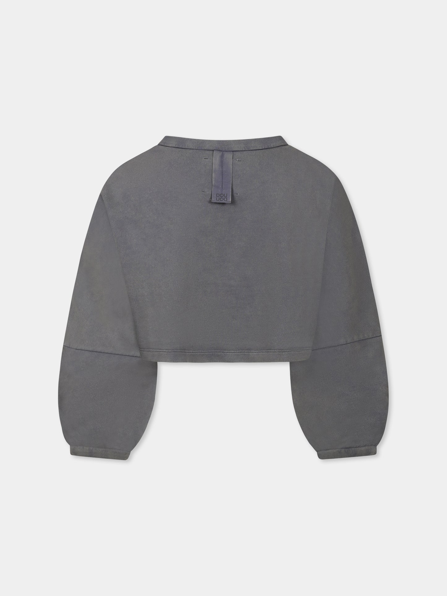 Felpa crop grigia per bambina con logo,Douuod Kids,DW4A00 Z2929 922