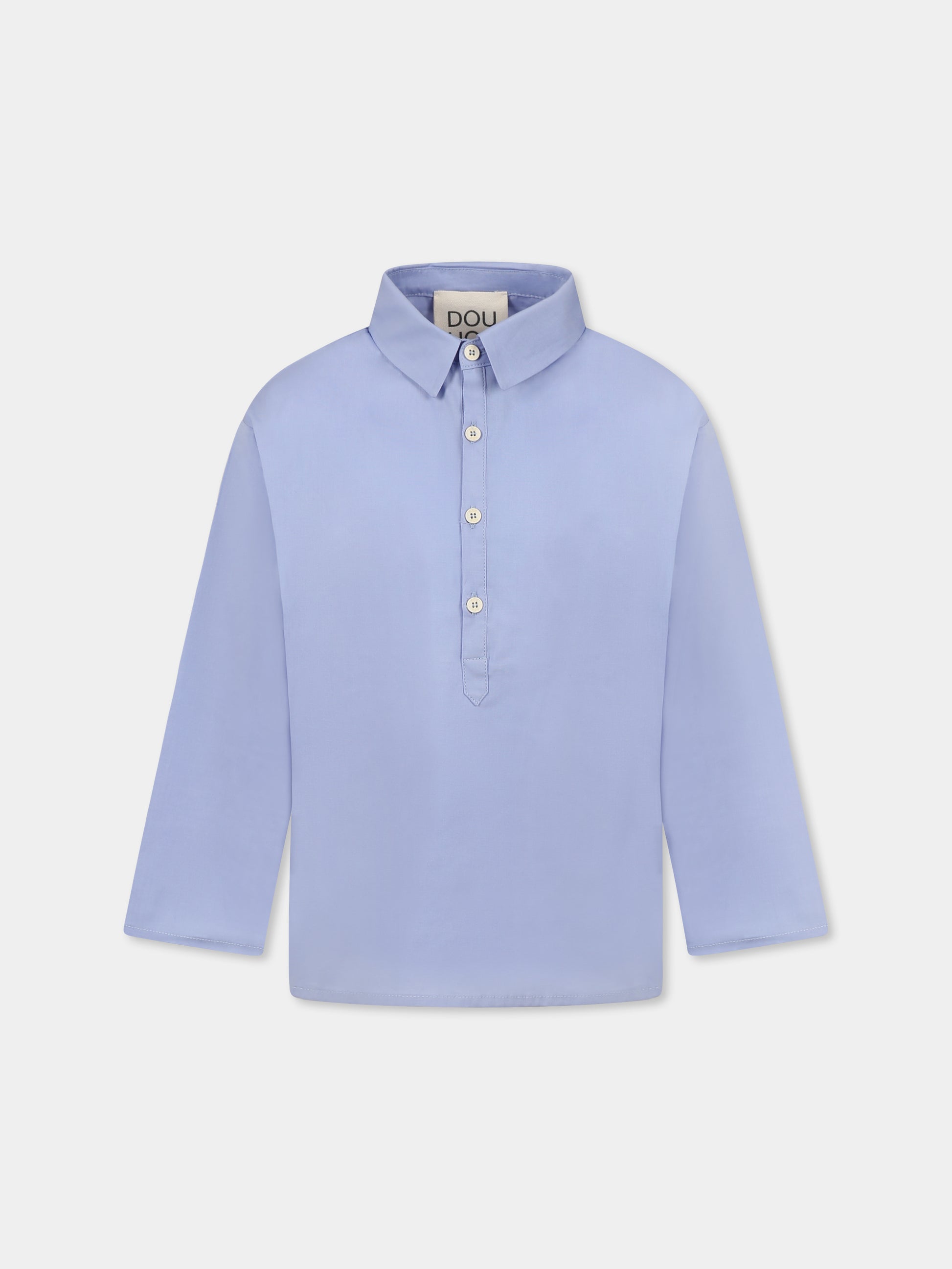 Camicia celeste per bambina con logo,Douuod Kids,DW5P10 P0522 679
