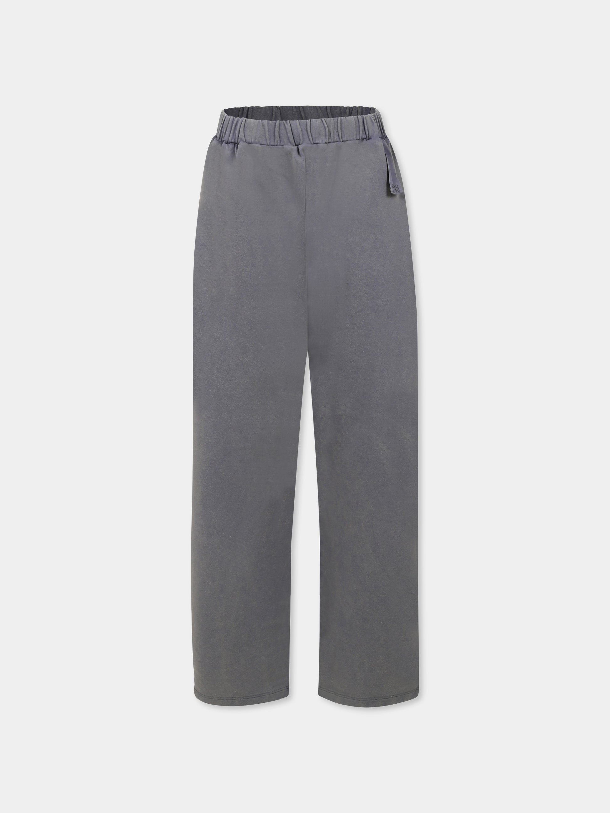 Pantaloni grigi per bambina con logo,Douuod Kids,DW6R00 Z2929 922