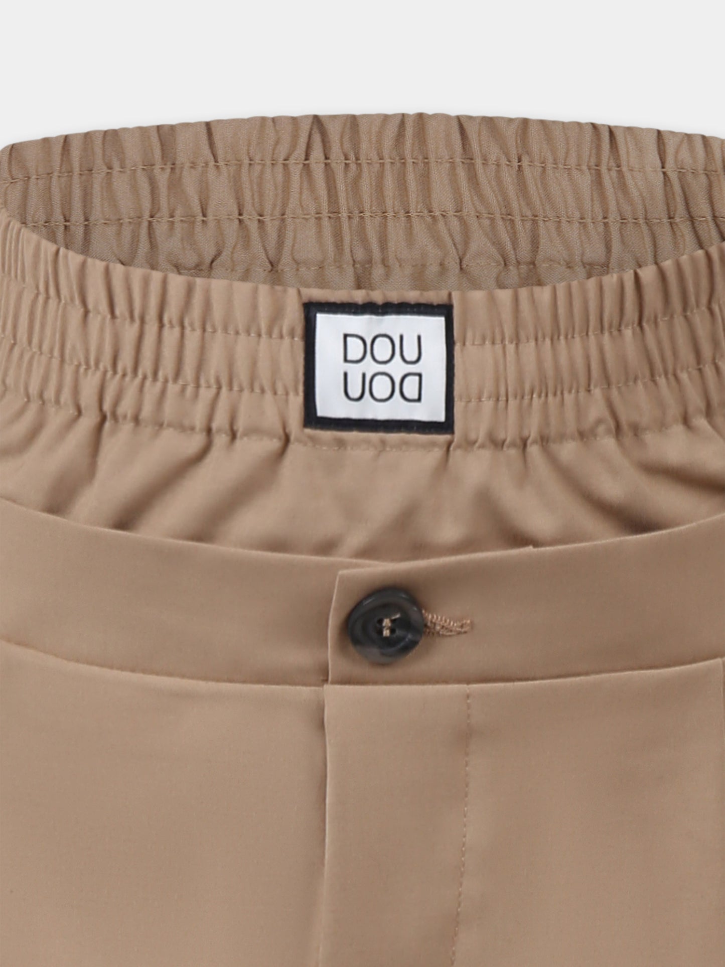 Shorts beige per bambina con patch logato,Douuod Kids,DW7A21 I0218 119