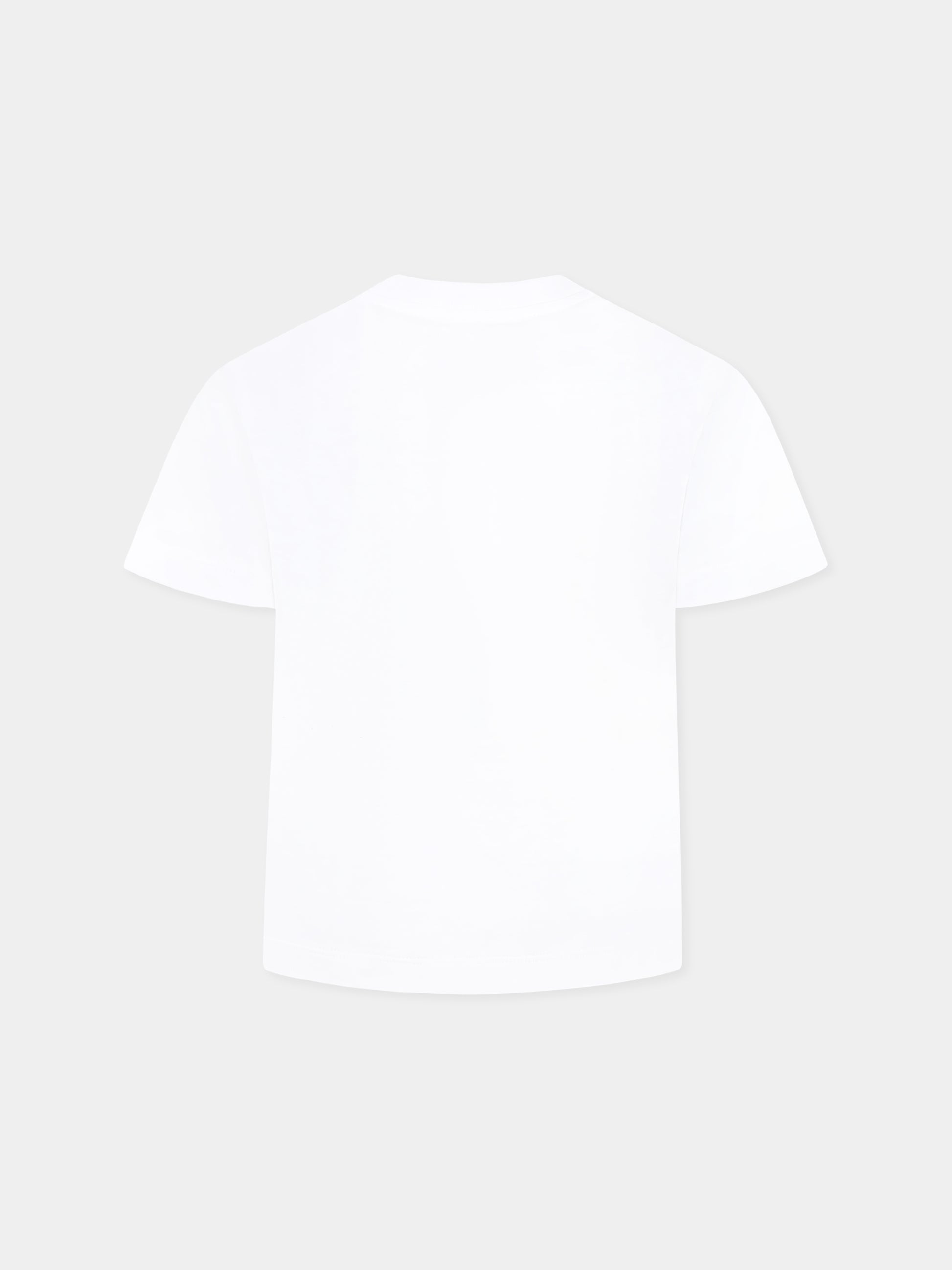 T-shirt bianca per bambina con logo,Max&co,MX0005 MX057 MAXT1F MX10C