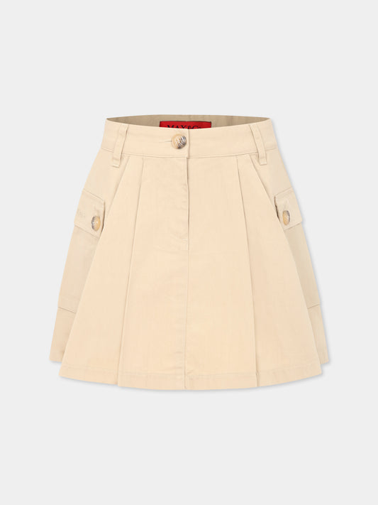 Gonna beige per bambina con logo,Max&co,MX0132 MX075 MAXG10F MX703