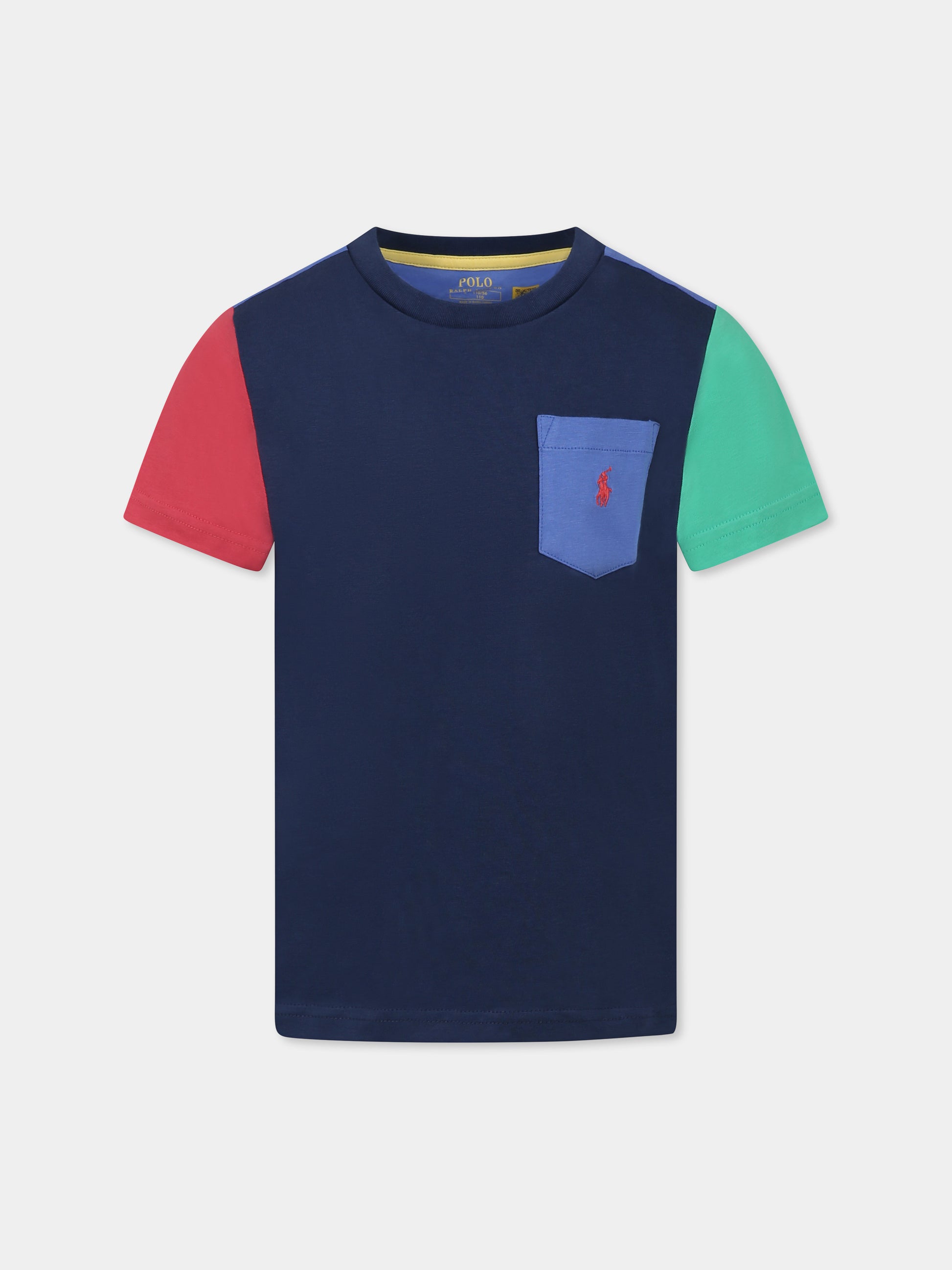 T-shirt blu per bambino con cavallino,Ralph Lauren Kids,861435010 NAVY