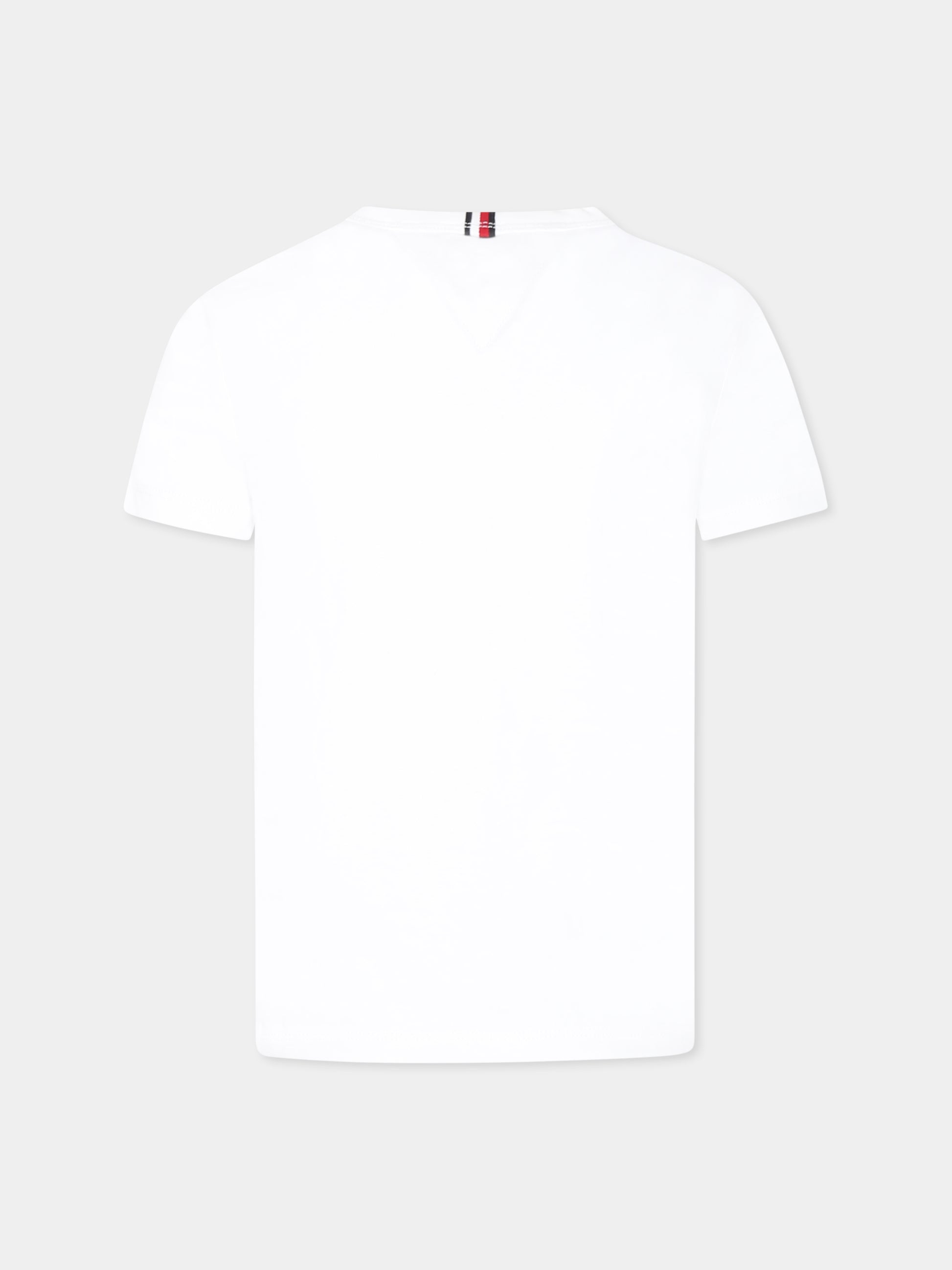 T-shirt bianca per bambino con bandierine,Tommy Hilfiger Junior,25S THKB0KB09532J KB0KB09532 YBR