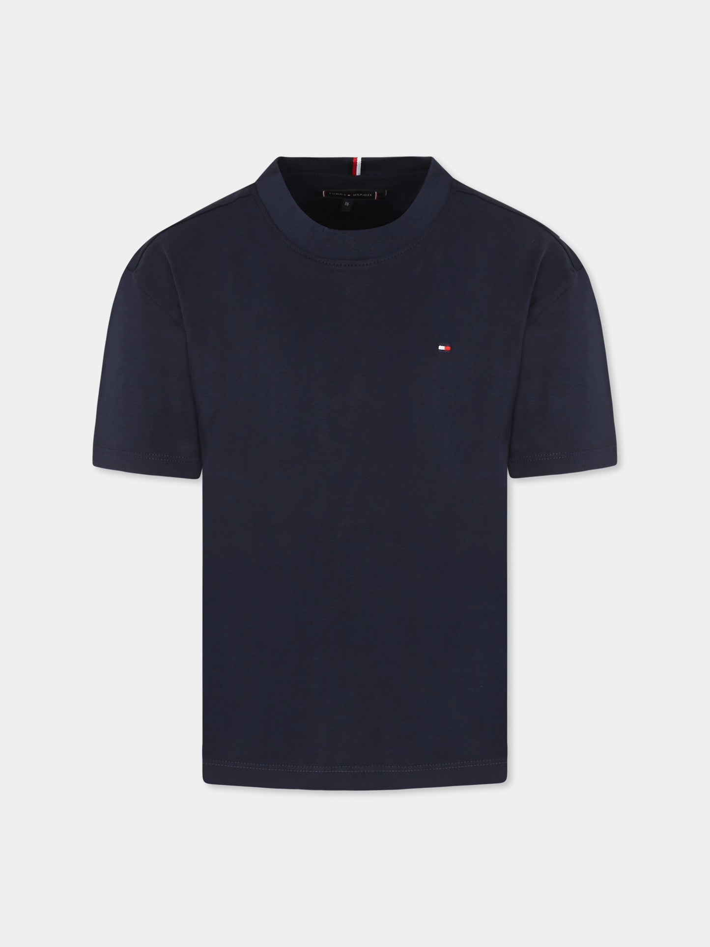 T-shirt blu per bambino con bandierina,Tommy Hilfiger Junior,25S THKB0KB09646J KB0KB09646 C1G