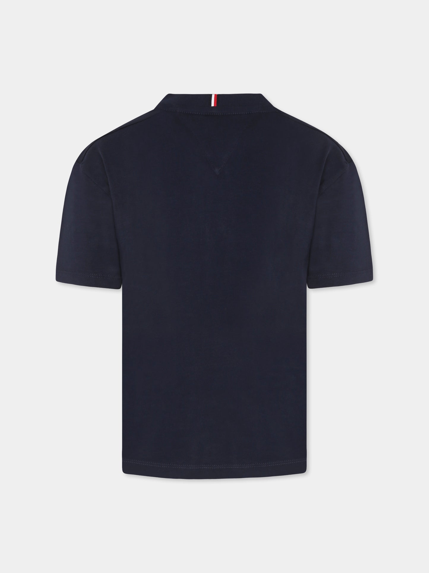 T-shirt blu per bambino con bandierina,Tommy Hilfiger Junior,25S THKB0KB09646J KB0KB09646 C1G