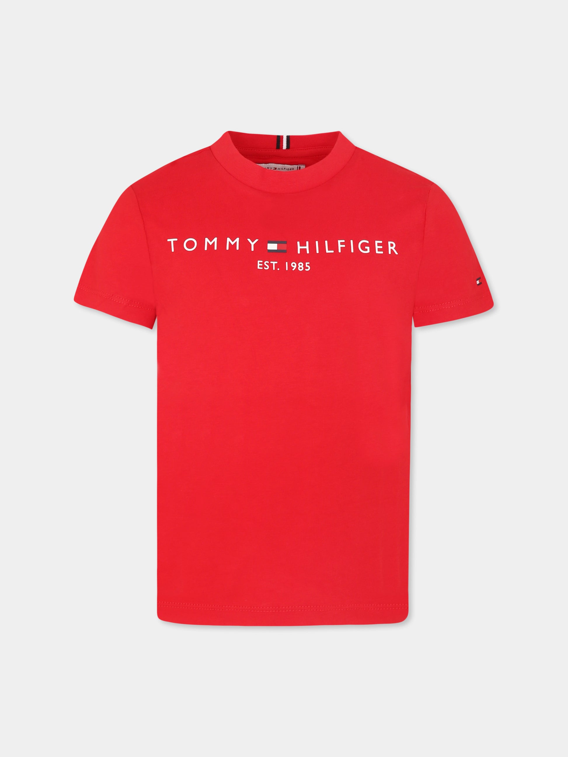 T-shirt rossa per bambino con logo,Tommy Hilfiger Junior,25S THKS0KS00397J KS0KS00397 XLG