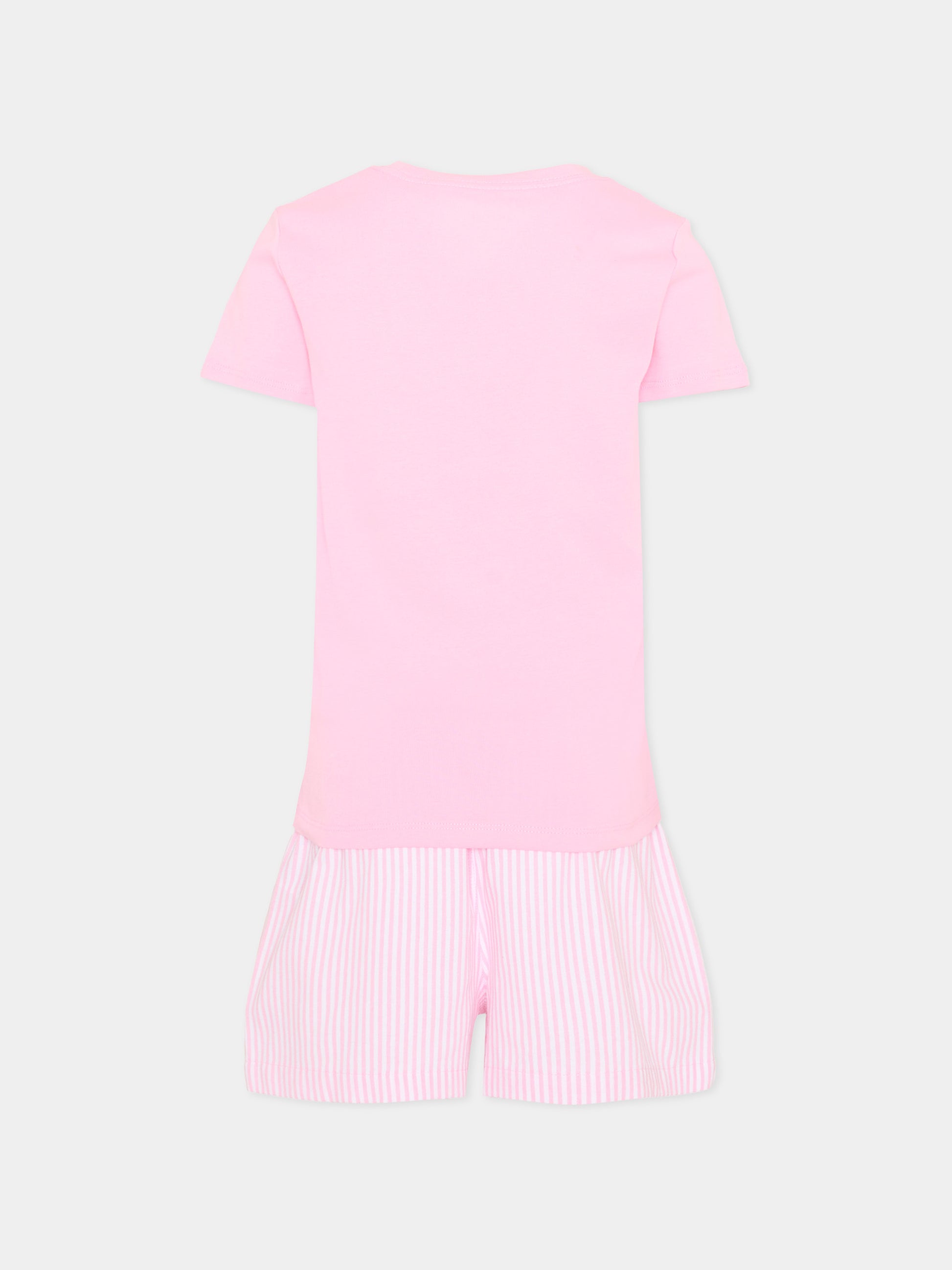 Pigiama rosa per bambina con Polo Pony,Ralph Lauren Kids,3P0146 W2Q