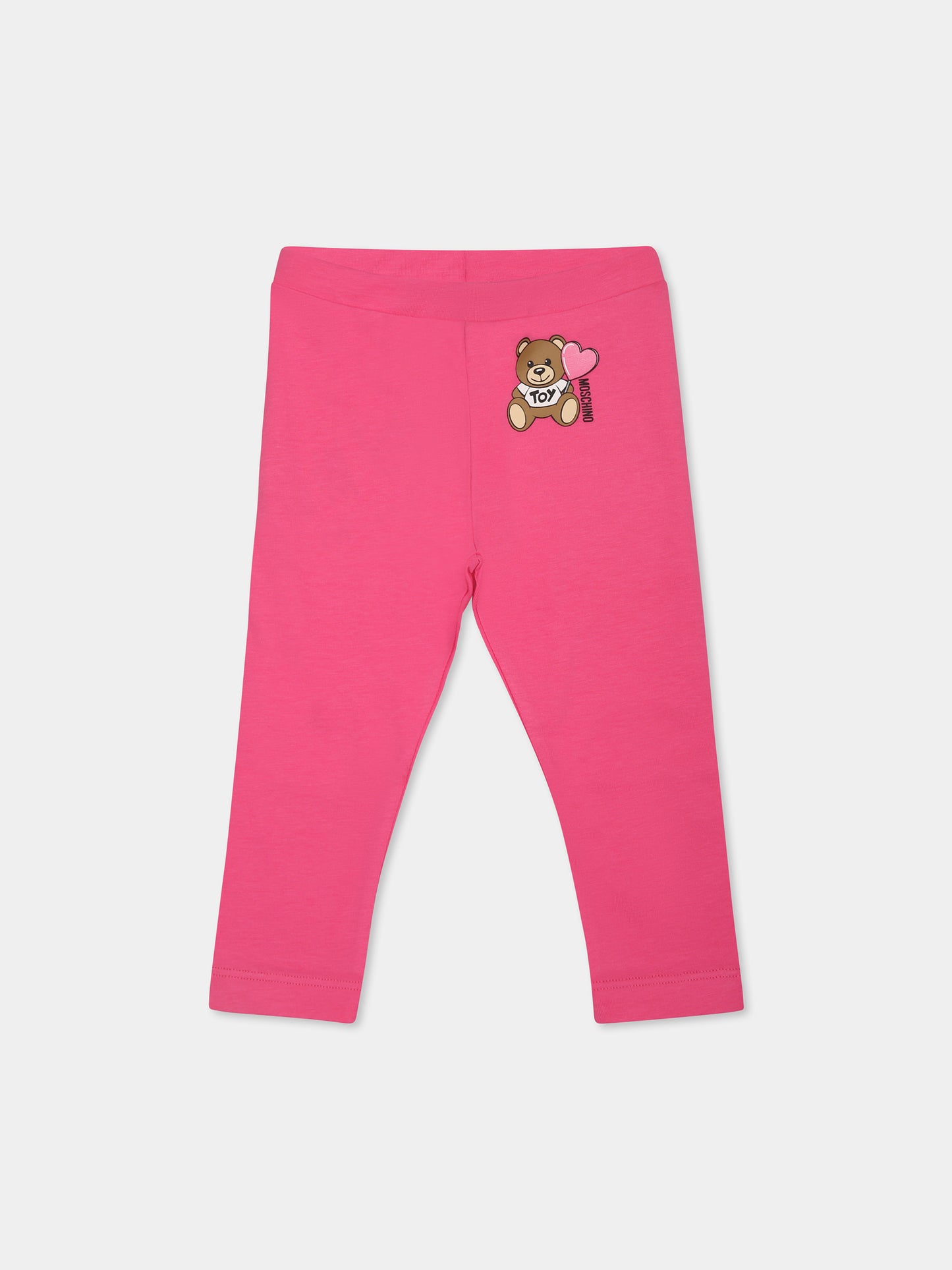 Fuchsia legging for baby girl with Teddy Bear