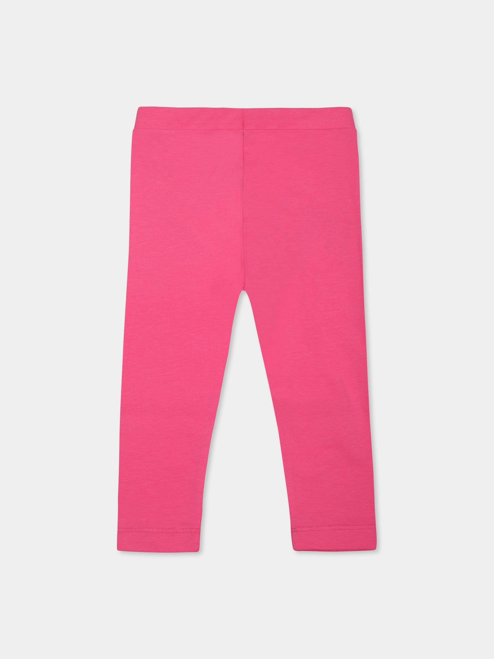 Leggings fucsia per neonata con Teddy Bear e cuore,Moschino Kids,MEP032 LBA00 50533