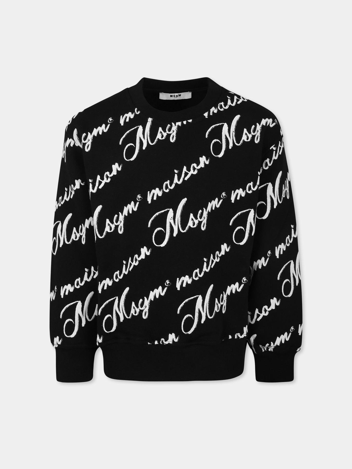 Felpa nera per bambini con logo bianco,Msgm Kids,S4MSJGSW128 NERO